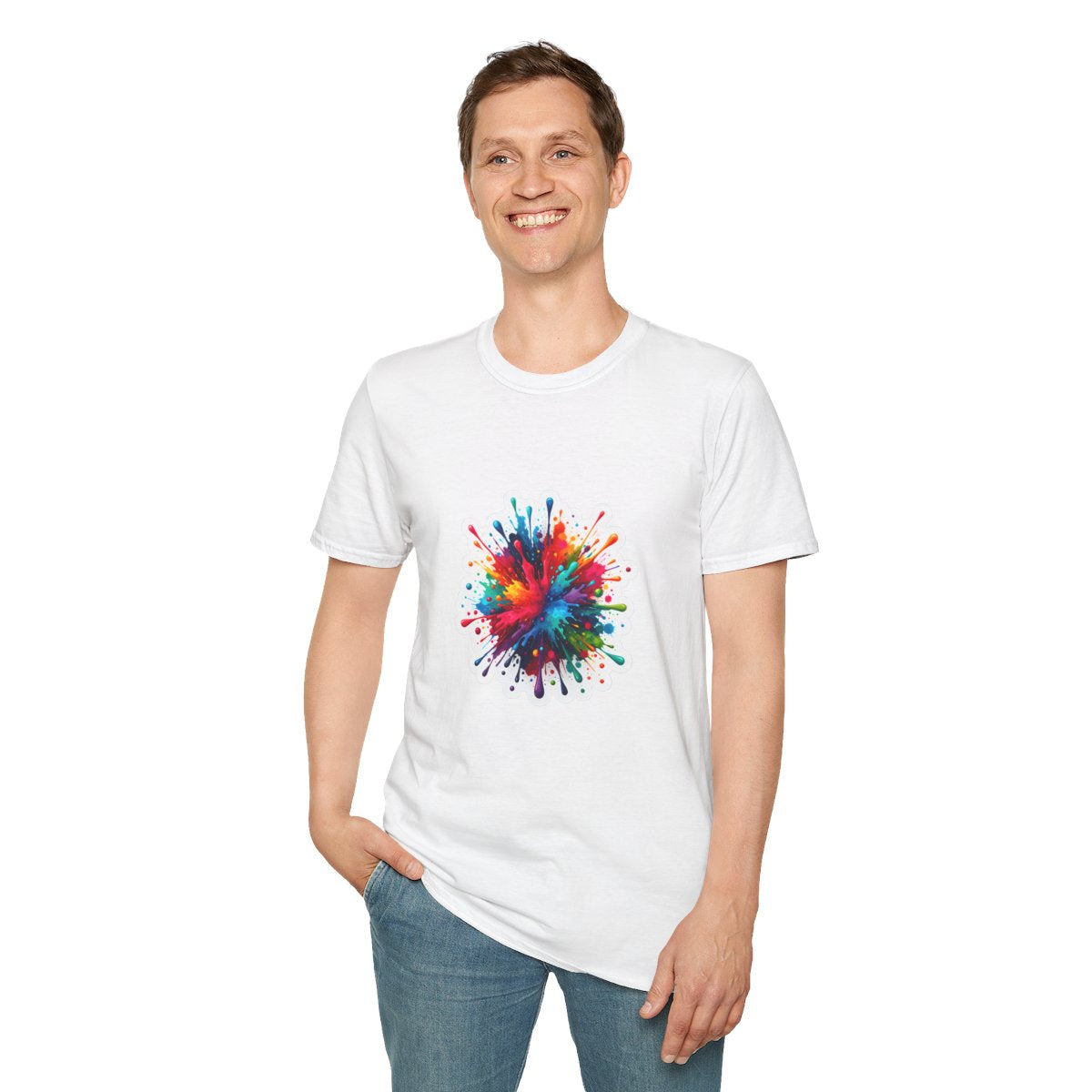 Color Splatter T-Shirt - Vibrant Splatter Paint Art Exploding in all directions - Color Splatter Style T-Shirt
