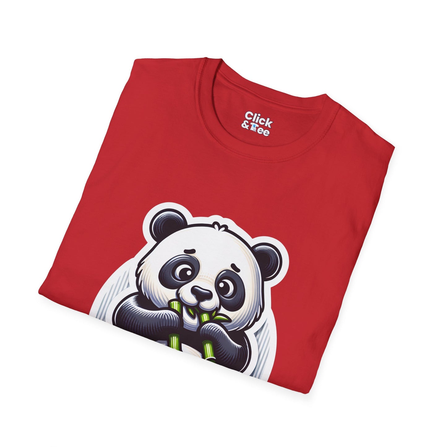 Realistic T-Shirt - Hungry Panda Eating Bamboo - Realistic Style T-Shirt