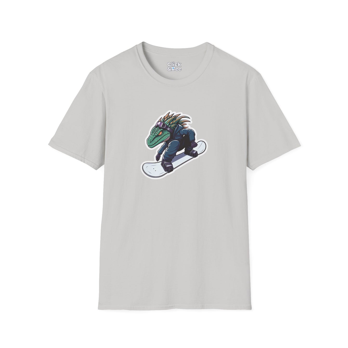 Unique T-Shirt - Heroic Lizard Snowboarder Flying through the air - Shonen Anime Style T-Shirt