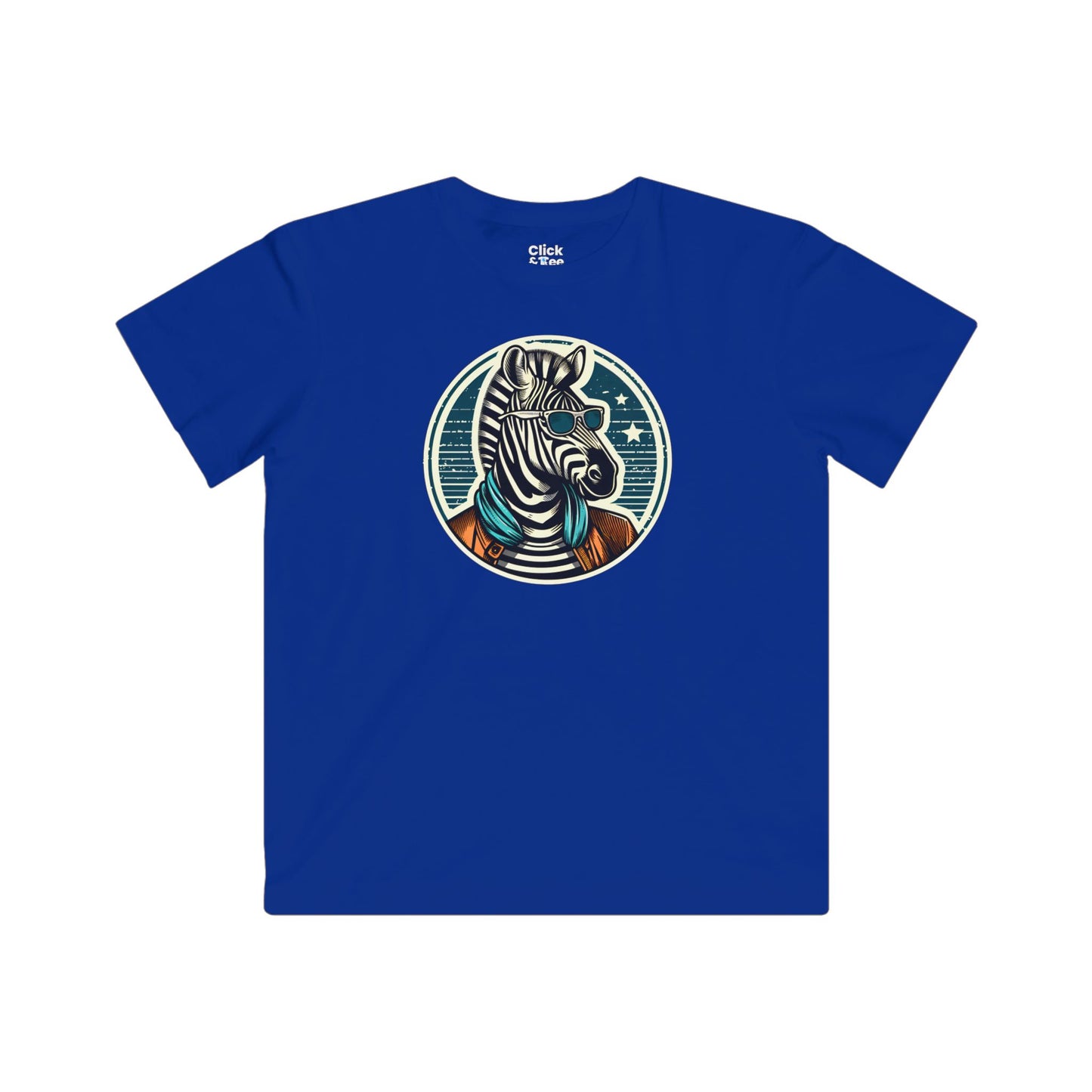 Kids Vintage T-Shirt - Fancy Zebra Wearing a Trendy T-Shirt - Vintage Style T-Shirt