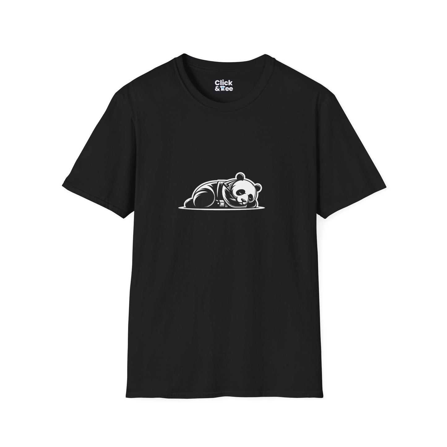 Unique T-Shirt - Sleepy Panda Eating rainbow ice cream - Vector Style T-Shirt