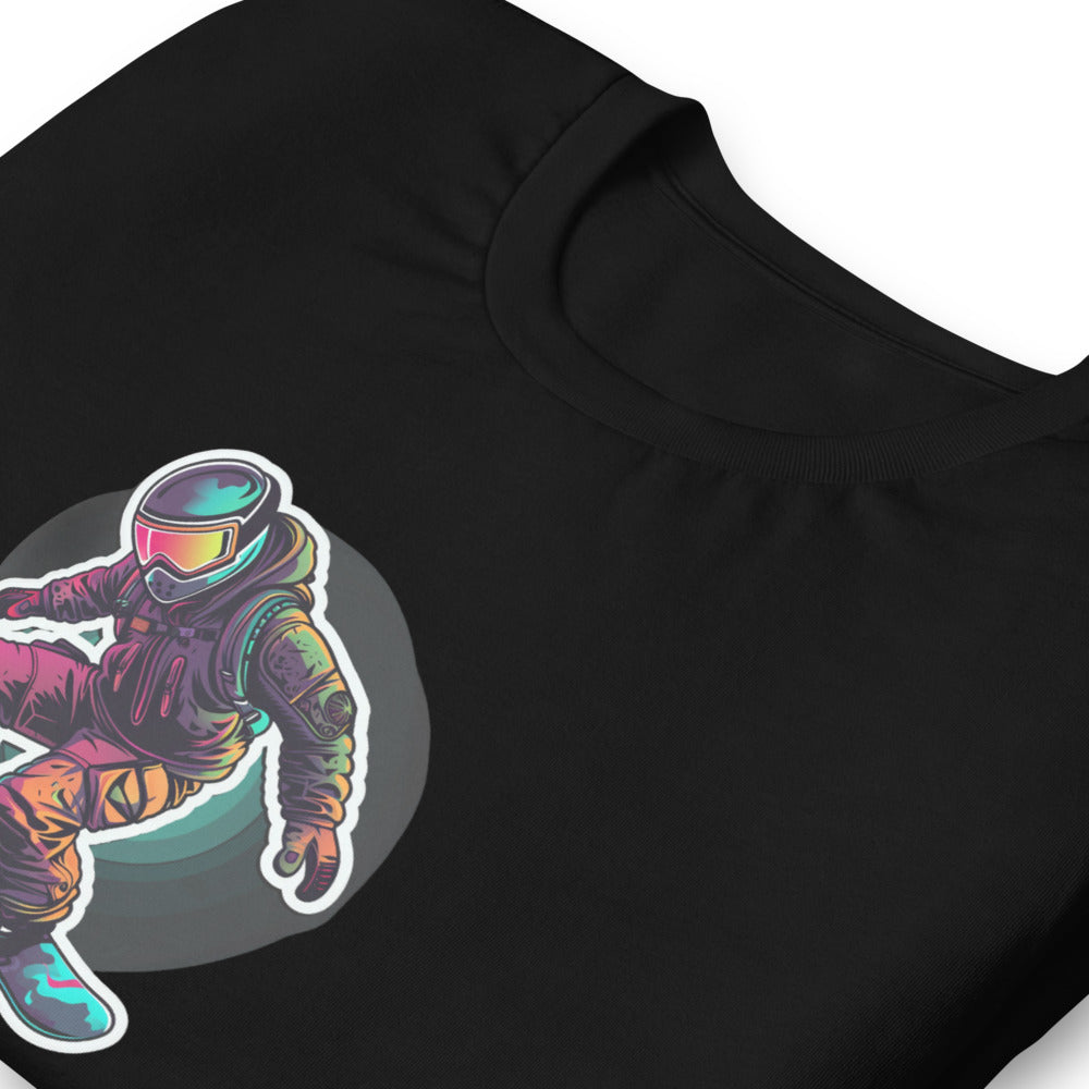 Retro T-Shirt - Aggressive Robot Snowboarder Flying through the air - Retro Style T-Shirt
