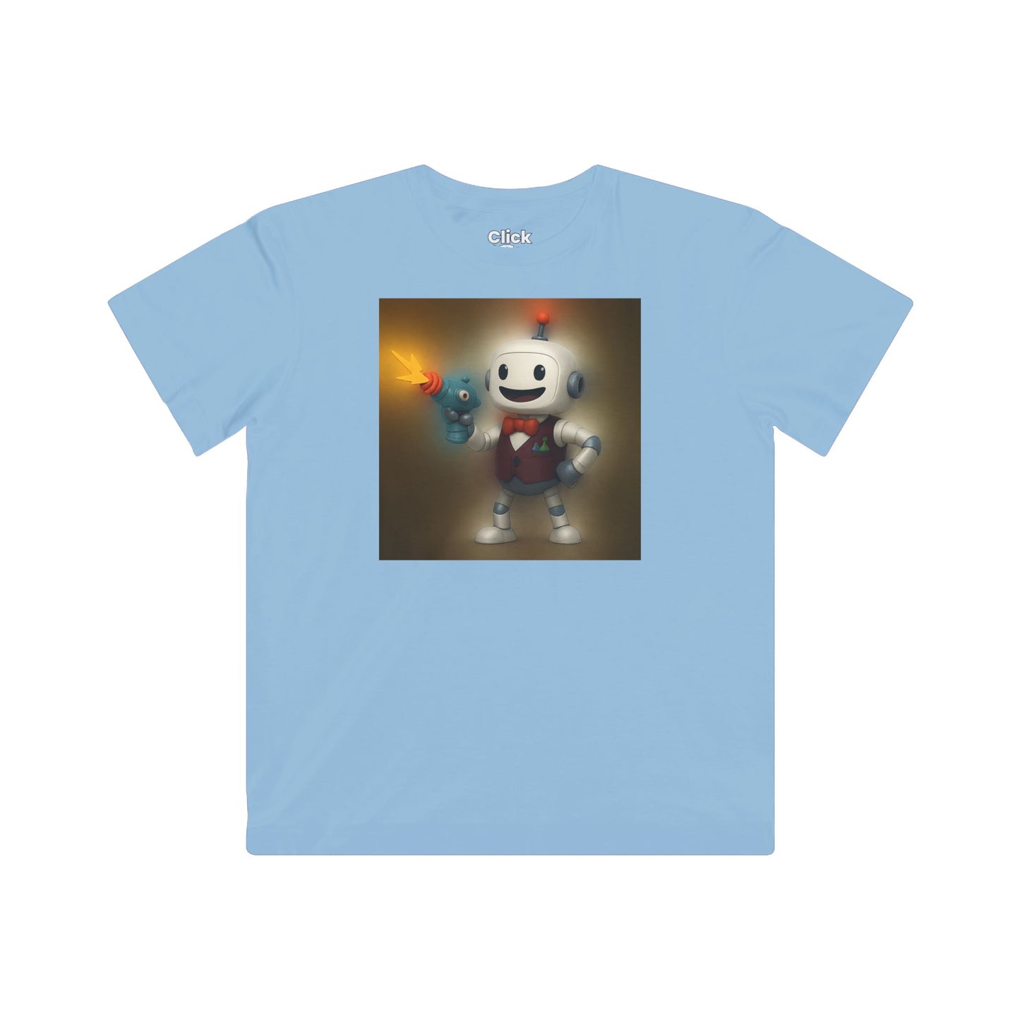 Kids 3D T-Shirt - Smiling Robot Bartender Shooting a Ray Gun - 3D Style T-Shirt