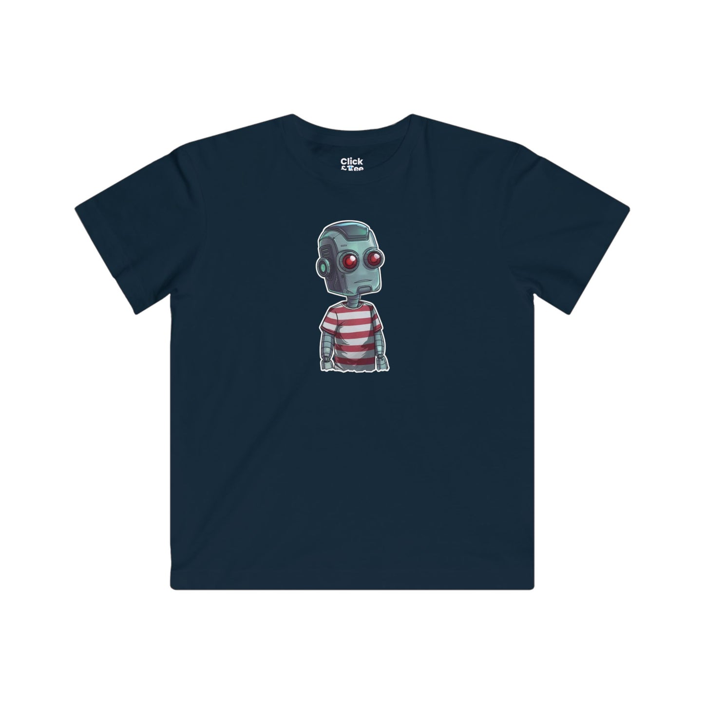 Kids Futuristic T-Shirt - Cool Robot Rebel Wearing a Trendy T-Shirt - Futuristic Style T-Shirt