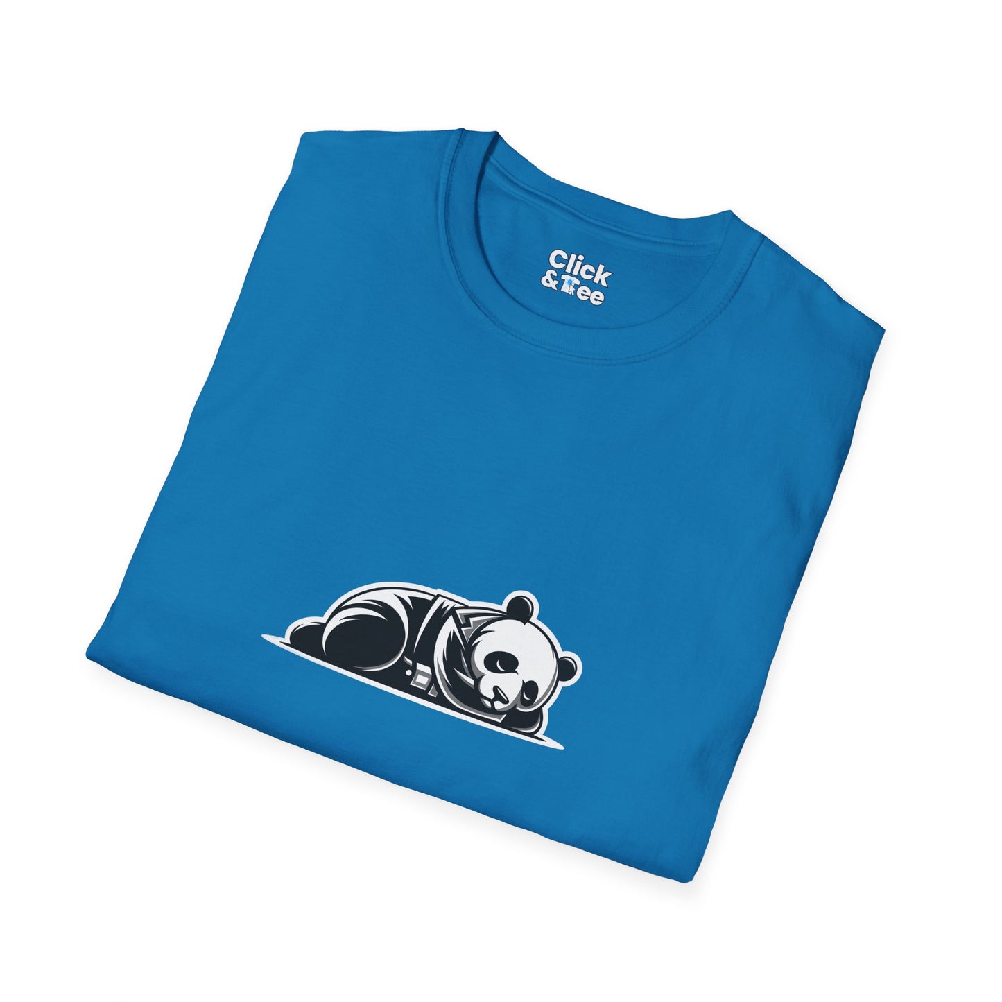 Unique T-Shirt - Sleepy Panda Eating rainbow ice cream - Vector Style T-Shirt