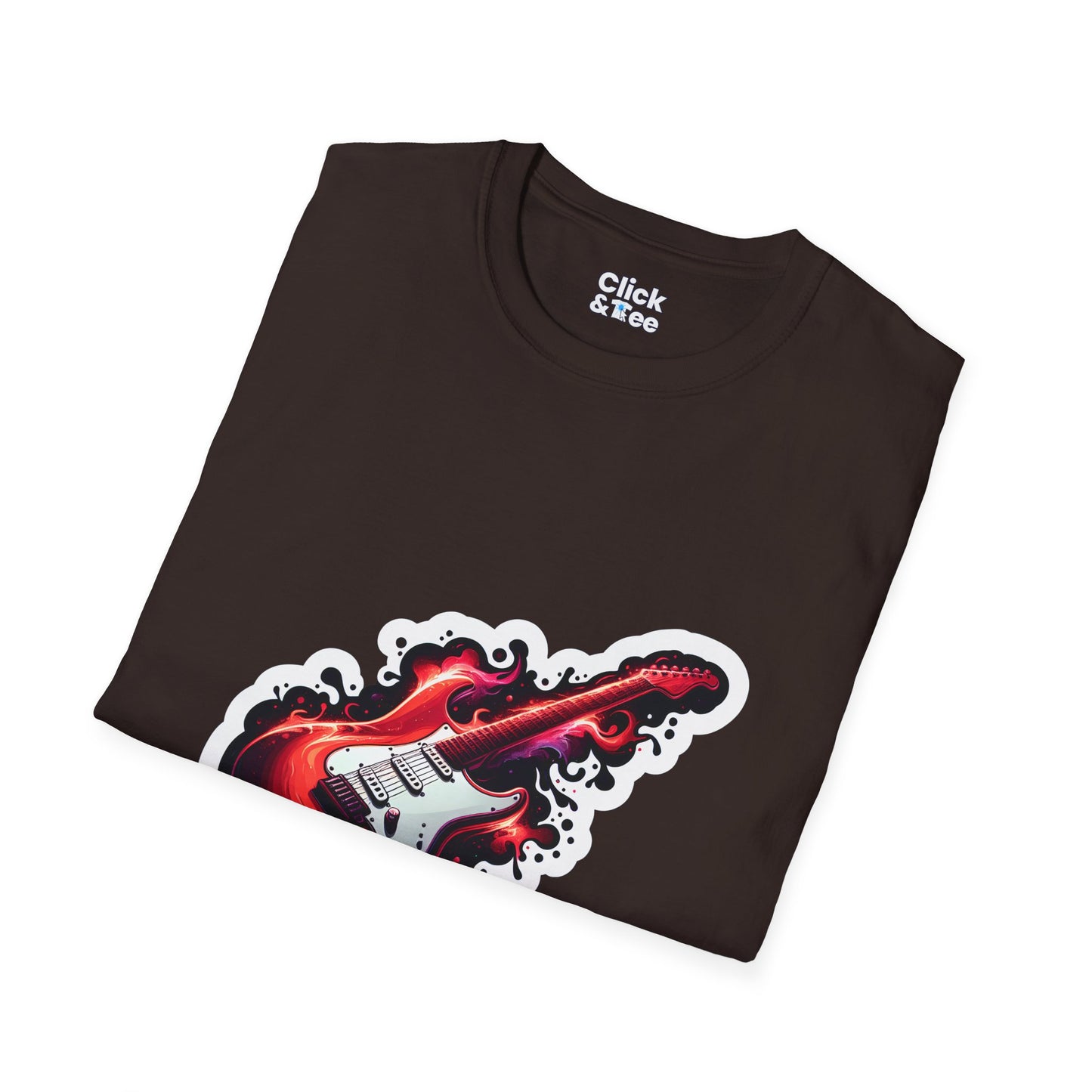 Color Splatter T-Shirt - Red Legendary Guitar Glowing - Color Splatter Style T-Shirt