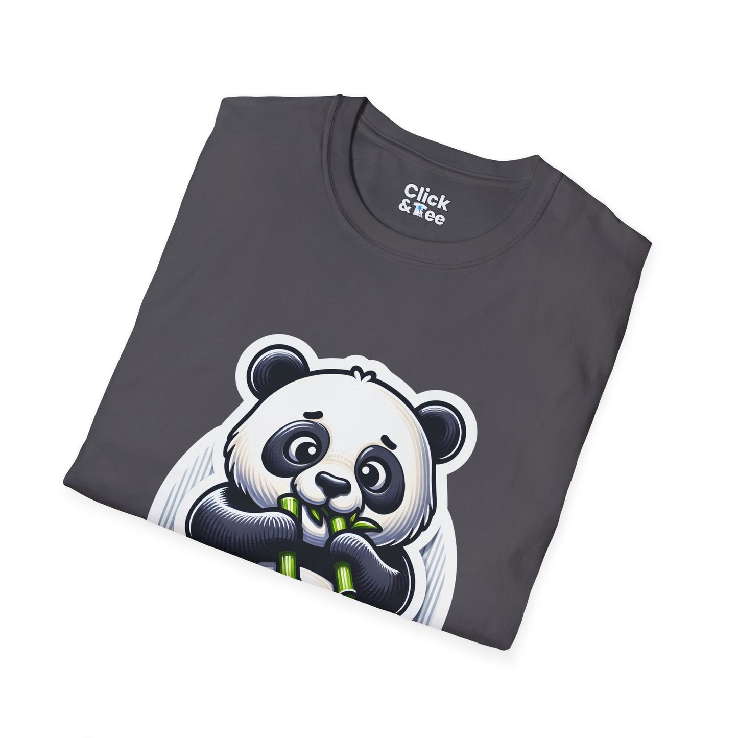 Realistic T-Shirt - Hungry Panda Eating Bamboo - Realistic Style T-Shirt