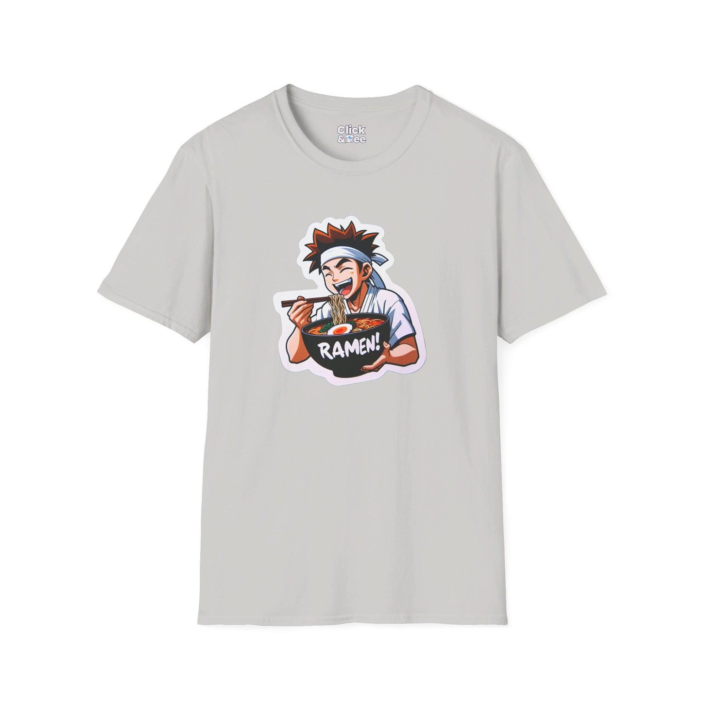 Harem Anime T-Shirt - Happy Kung-Fu Kid Eating a hot bowl of ramen - Harem Anime Style T-Shirt