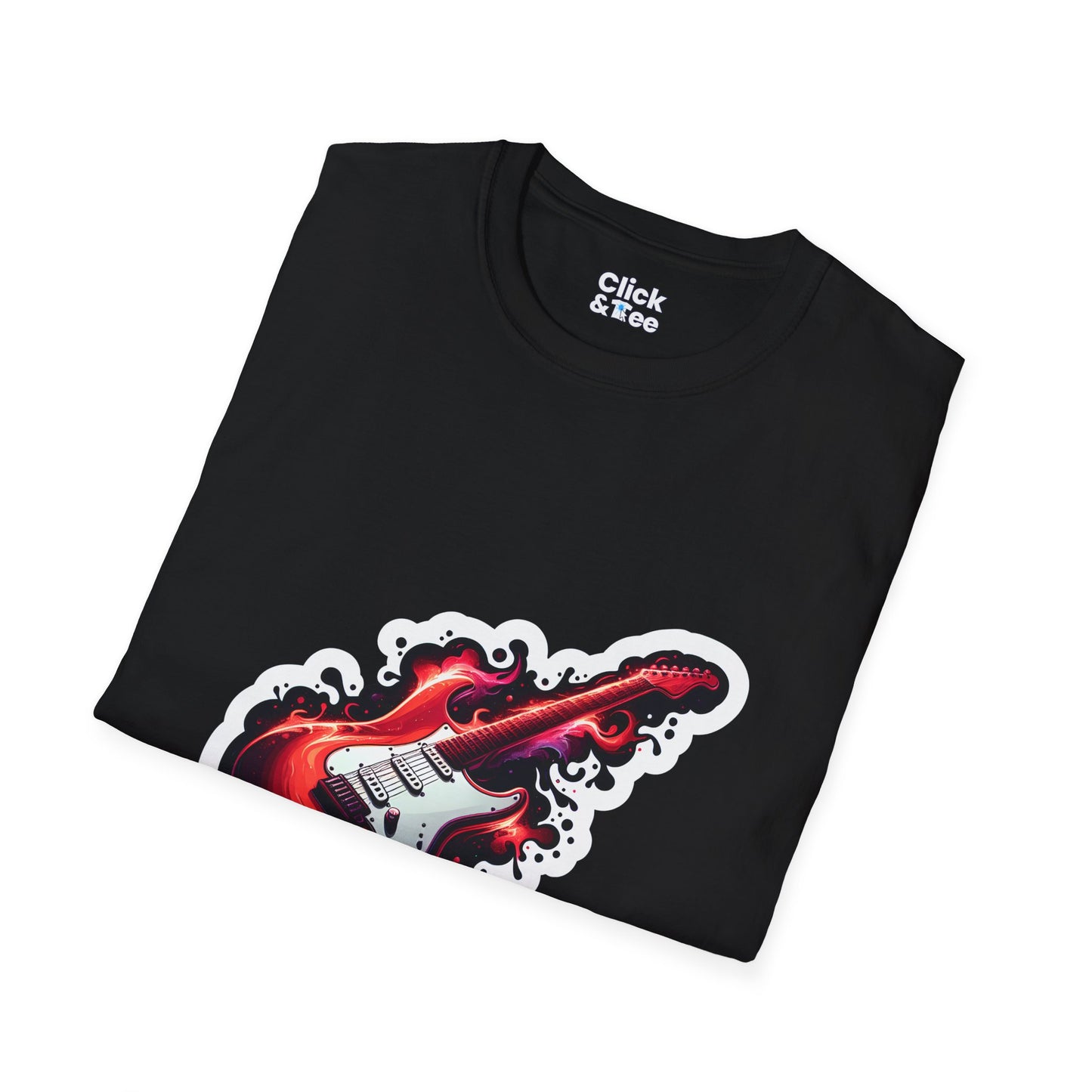 Color Splatter T-Shirt - Red Legendary Guitar Glowing - Color Splatter Style T-Shirt