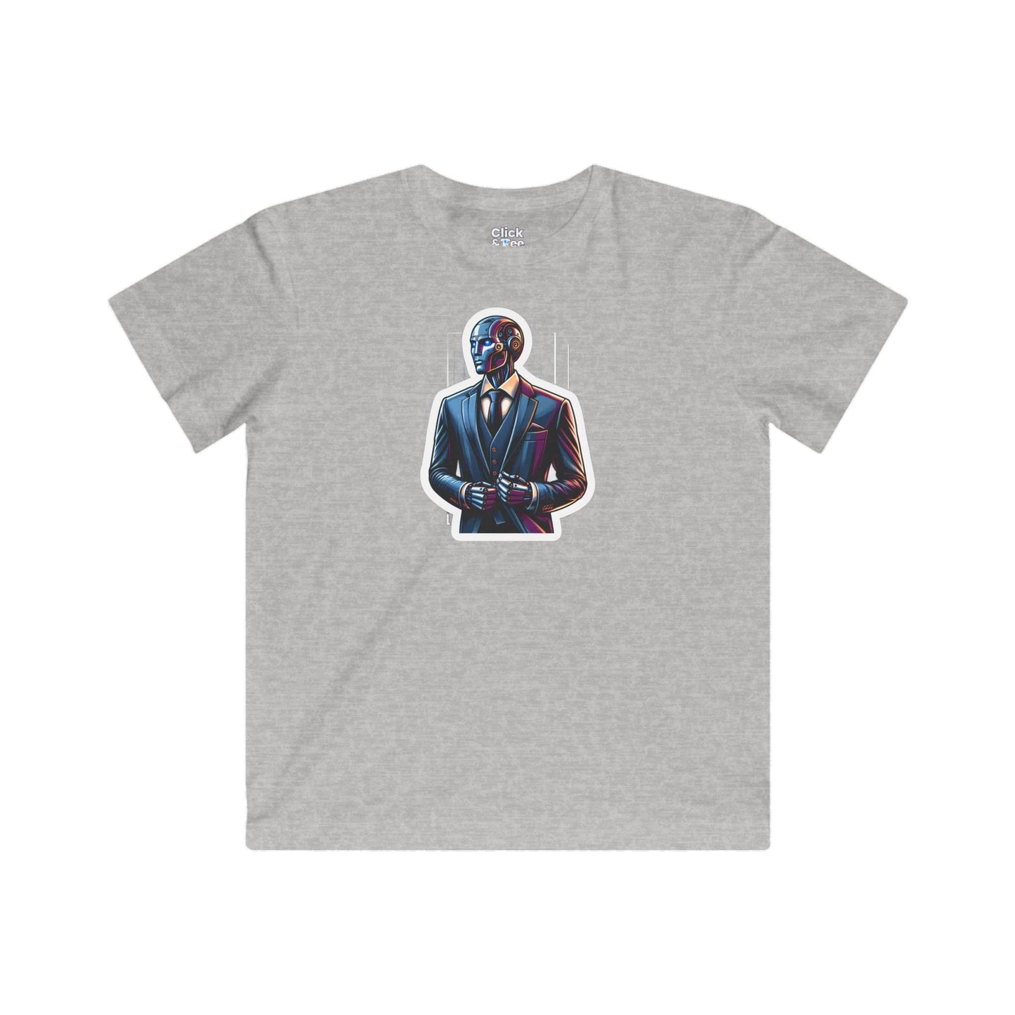 Kids Realistic T-Shirt - Debonaire Humanoid Robot Gentleman Wearing a Modern Suit - Realistic Style T-Shirt