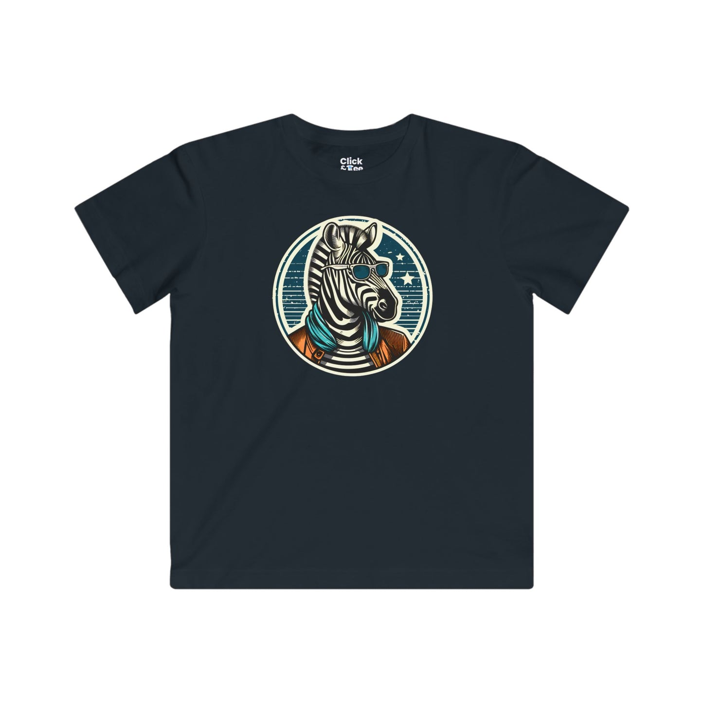 Kids Vintage T-Shirt - Fancy Zebra Wearing a Trendy T-Shirt - Vintage Style T-Shirt