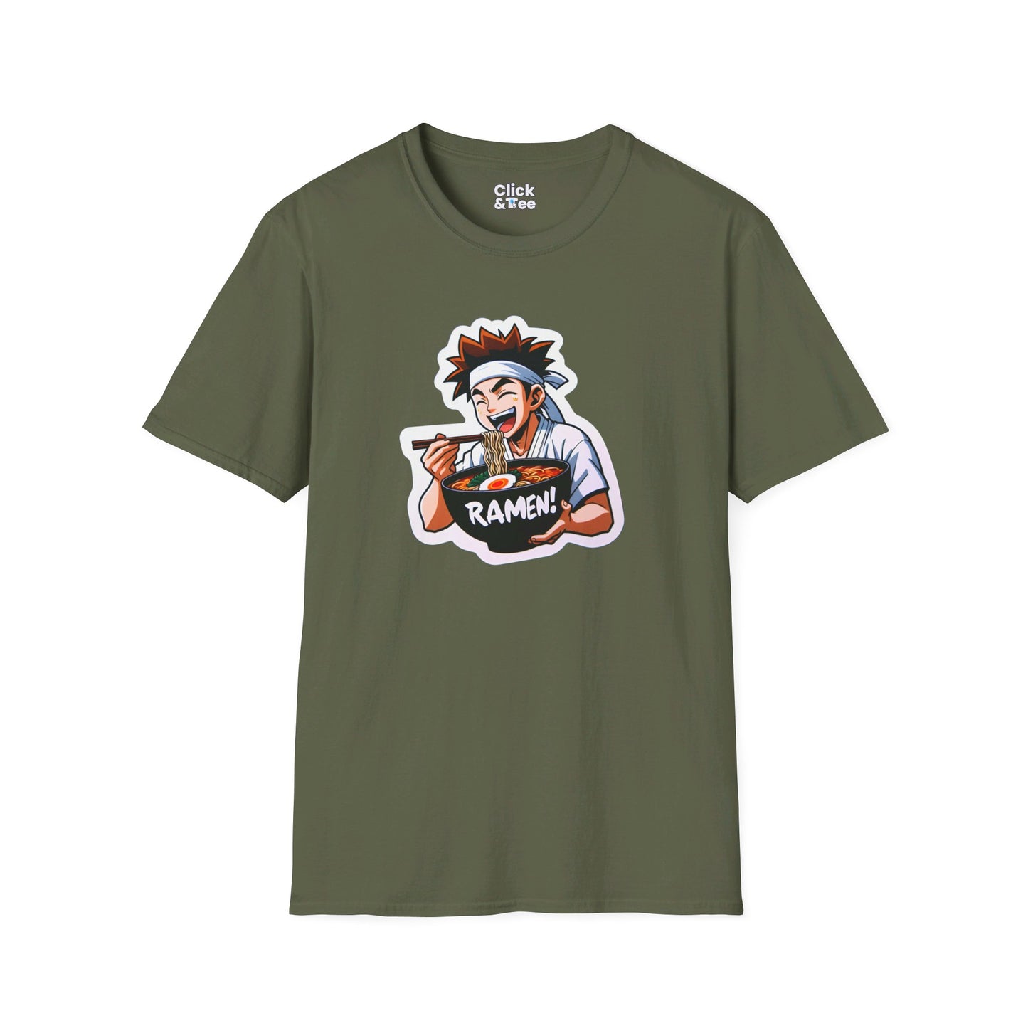 Harem Anime T-Shirt - Happy Kung-Fu Kid Eating a hot bowl of ramen - Harem Anime Style T-Shirt