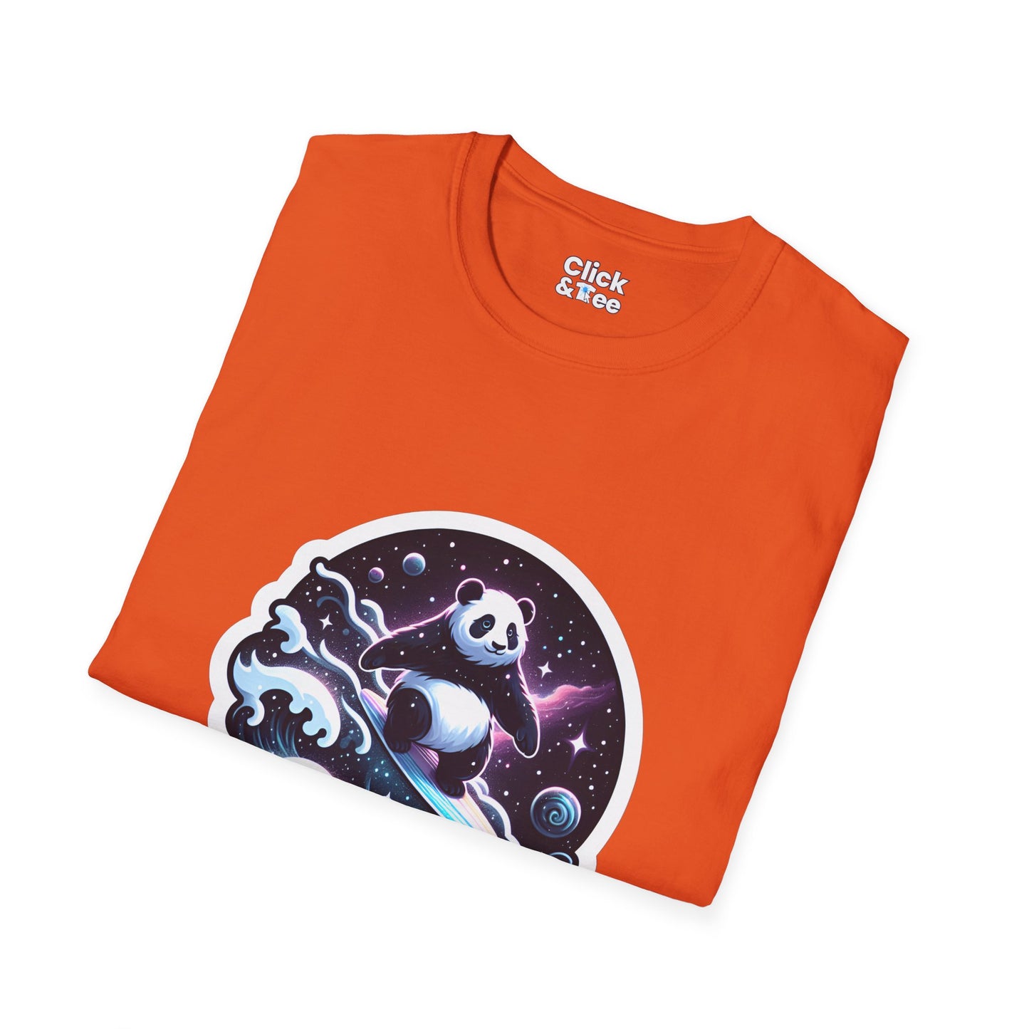 Digital Art T-Shirt - Magical Panda Surfing in space - Digital Art Style T-Shirt