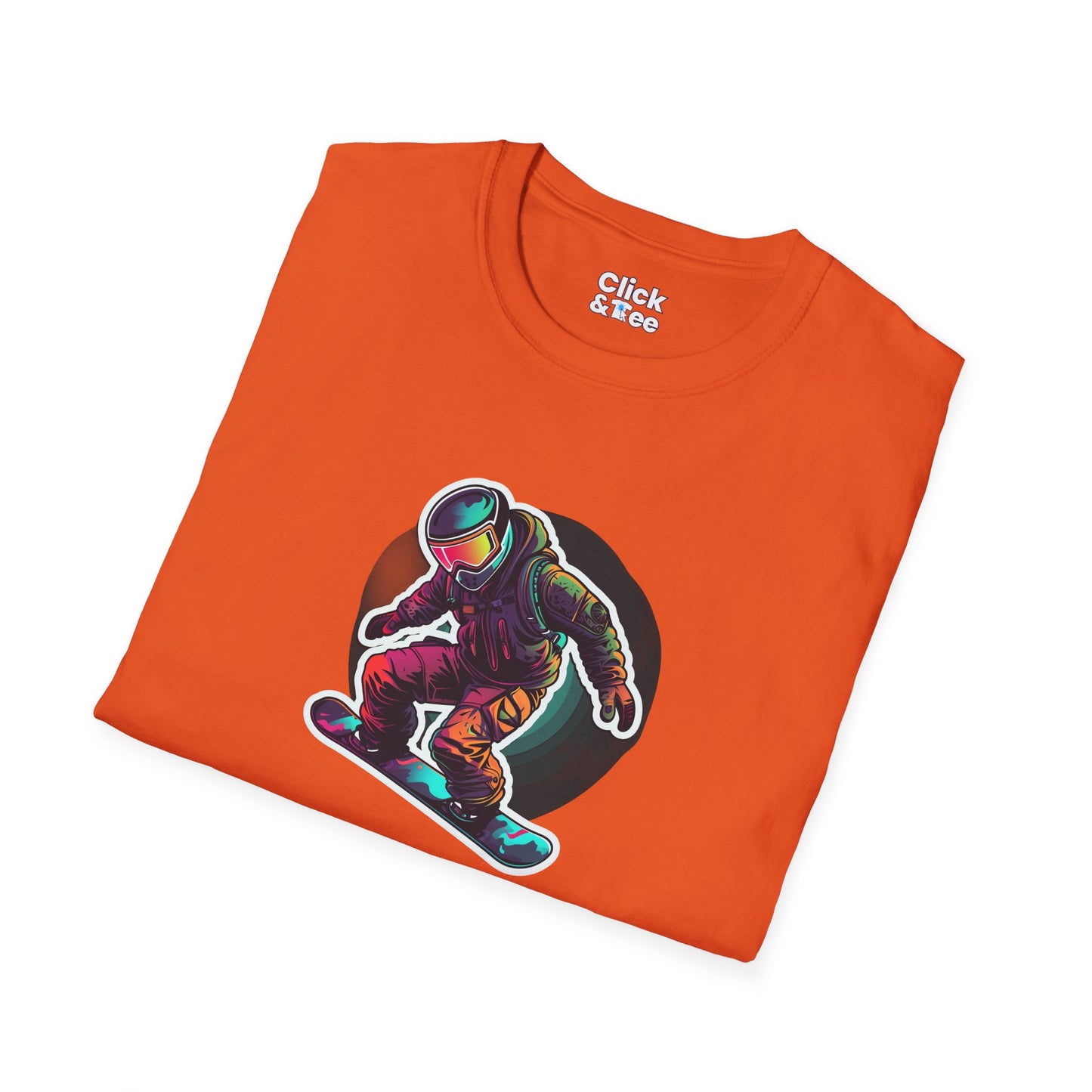 Retro T-Shirt - Aggressive Robot Snowboarder Flying through the air - Retro Style T-Shirt