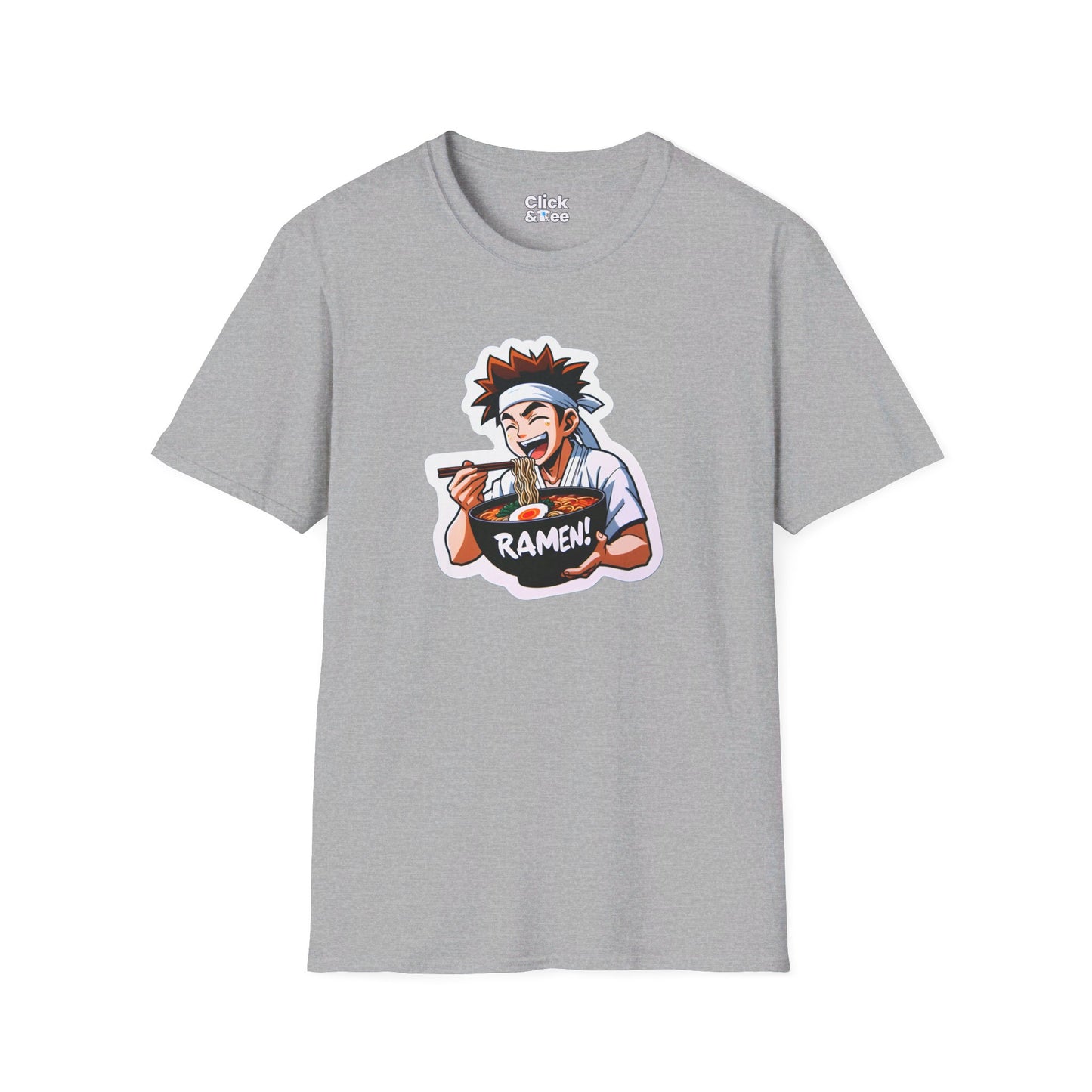 Harem Anime T-Shirt - Happy Kung-Fu Kid Eating a hot bowl of ramen - Harem Anime Style T-Shirt