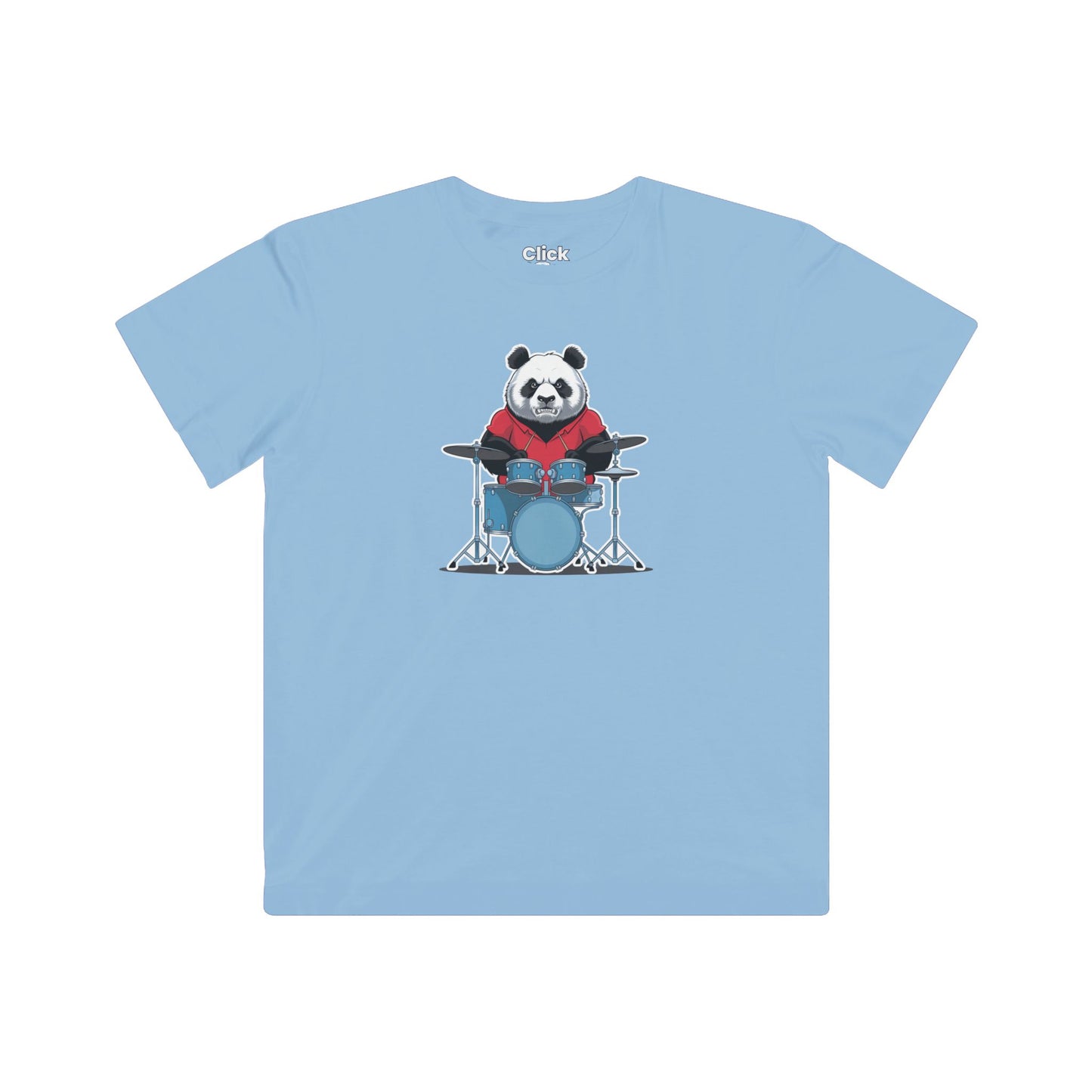 Kids Graphic Art T-Shirt - Angry Panda Playing a drum set - Graphic Art Style T-Shirt