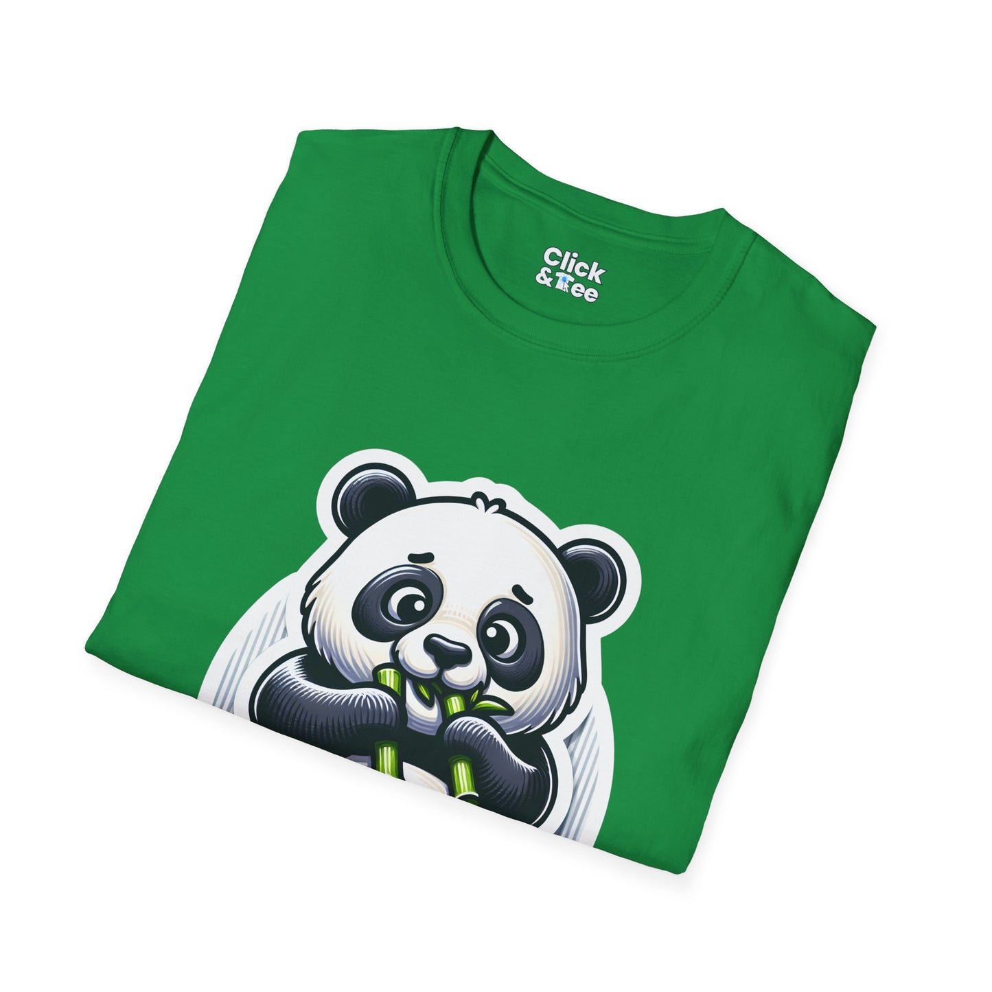 Realistic T-Shirt - Hungry Panda Eating Bamboo - Realistic Style T-Shirt