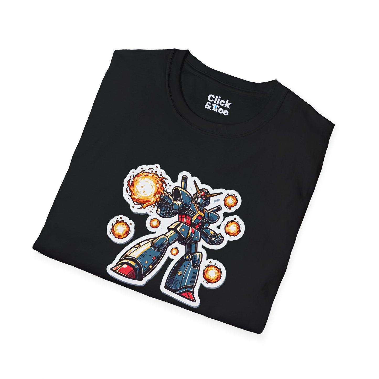 Shonen Anime T-Shirt - Magical Robot Shooting fireballs - Shonen Anime Style T-Shirt