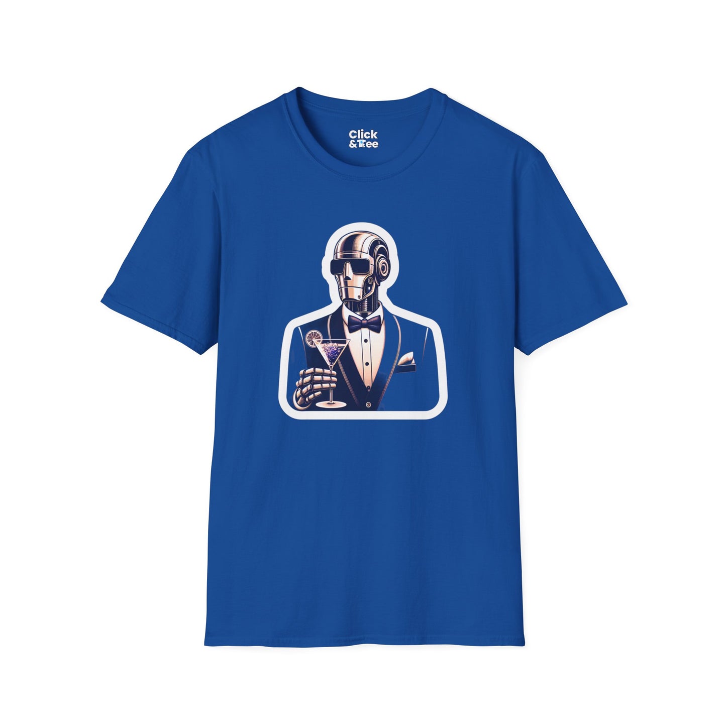 Retro T-Shirt - Classy Well Dressed Robot Bartender Serving a cocktail - Retro Style T-Shirt