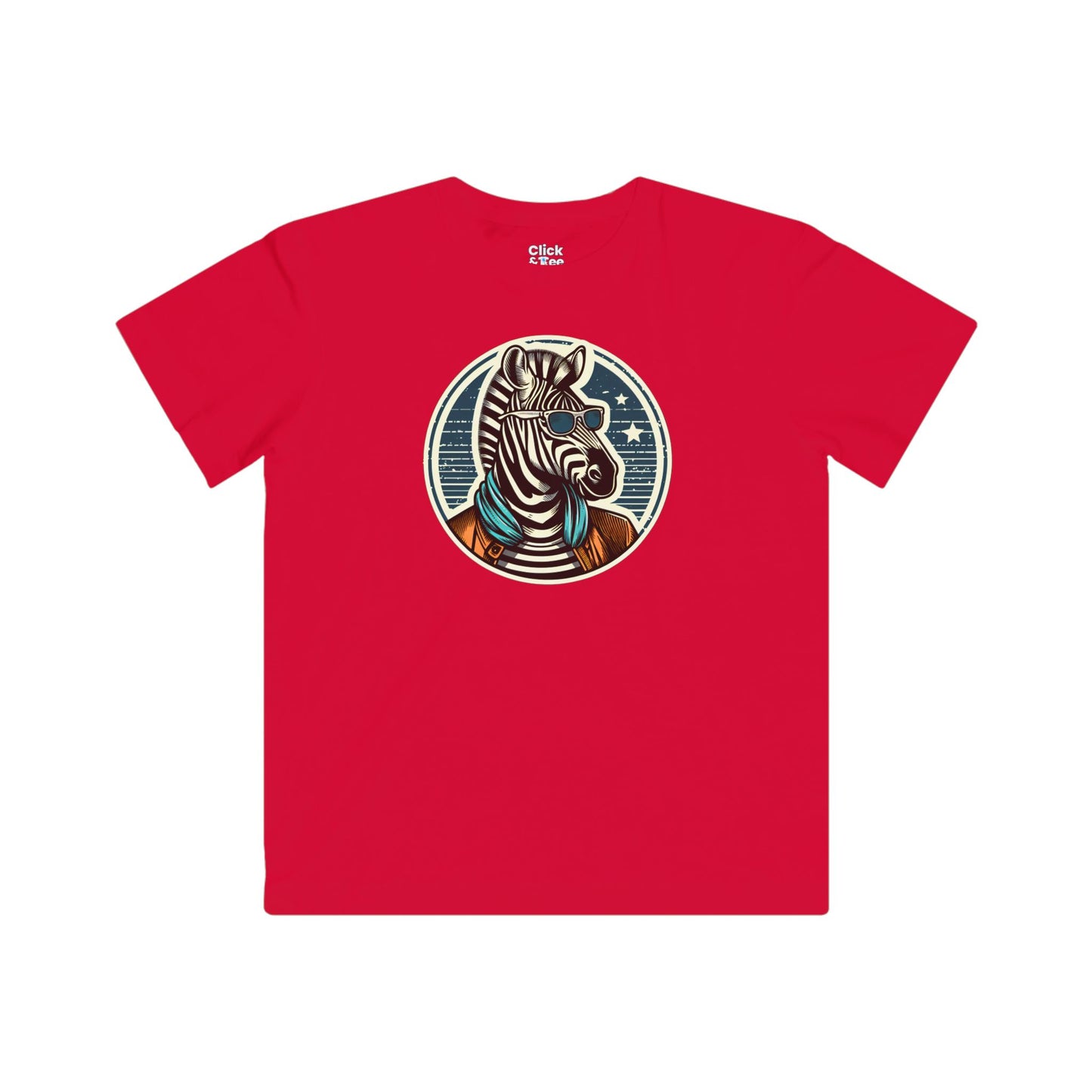 Kids Vintage T-Shirt - Fancy Zebra Wearing a Trendy T-Shirt - Vintage Style T-Shirt