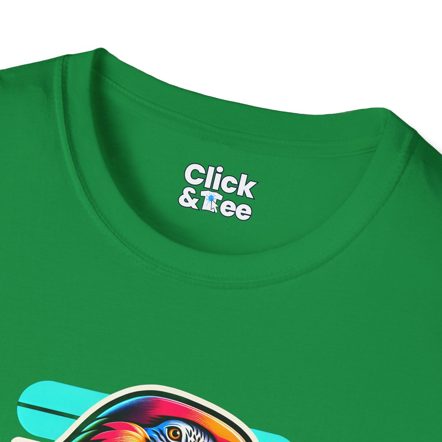 80s Neon T-Shirt - Tropical Parrot Eating rainbow ice cream - 80s Neon Style T-Shirt