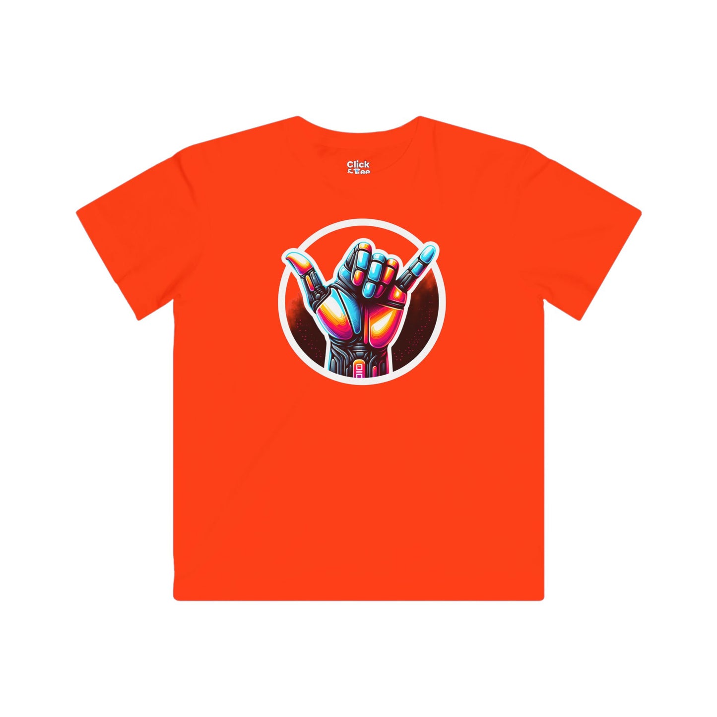 Kids Futuristic T-Shirt - Vivid Hand Making the Aloha Sign - Futuristic Style T-Shirt