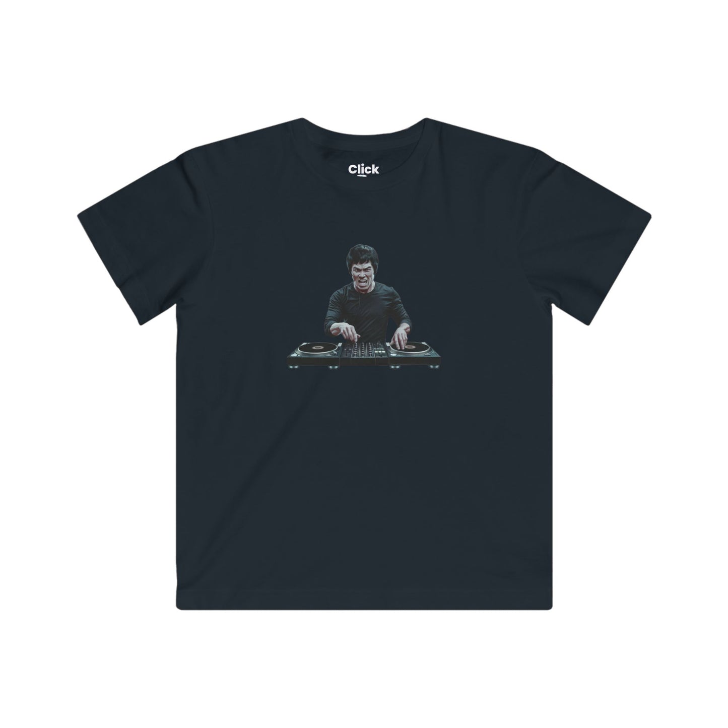 Kids Realistic T-Shirt - Angry Bruce Lee DJing - Realistic Style T-Shirt