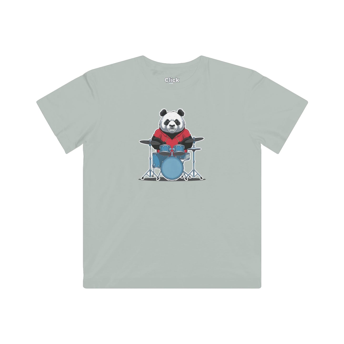 Kids Graphic Art T-Shirt - Angry Panda Playing a drum set - Graphic Art Style T-Shirt