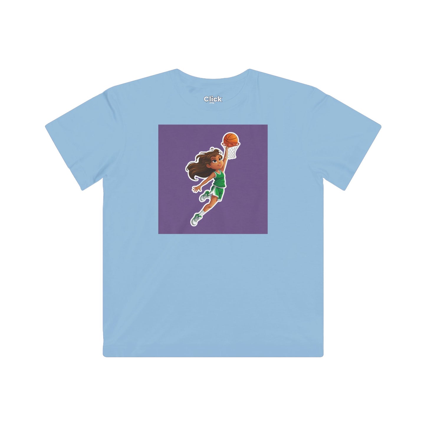 Kids Fantasy T-Shirt - Empowered Brown-haired young girl Playing basketball - Fantasy Style T-Shirt