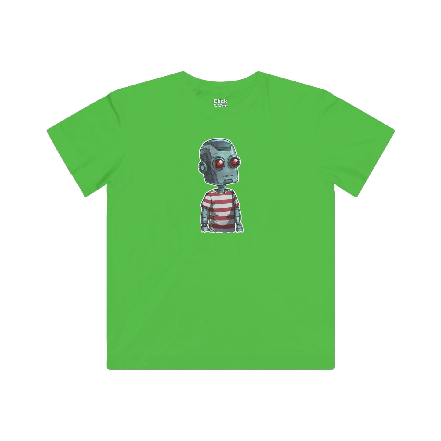 Kids Futuristic T-Shirt - Cool Robot Rebel Wearing a Trendy T-Shirt - Futuristic Style T-Shirt