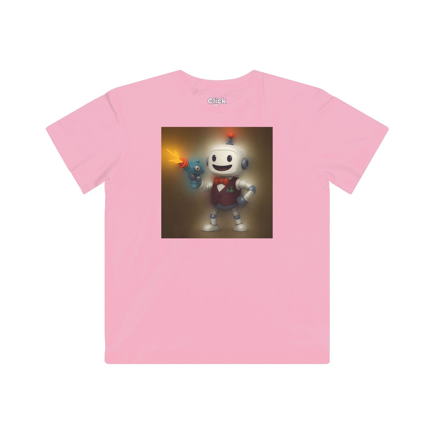 Kids 3D T-Shirt - Smiling Robot Bartender Shooting a Ray Gun - 3D Style T-Shirt