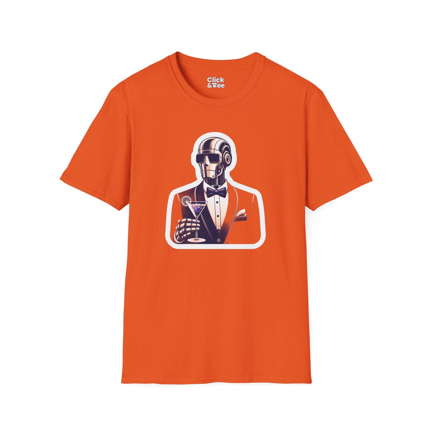 Retro T-Shirt - Classy Well Dressed Robot Bartender Serving a cocktail - Retro Style T-Shirt