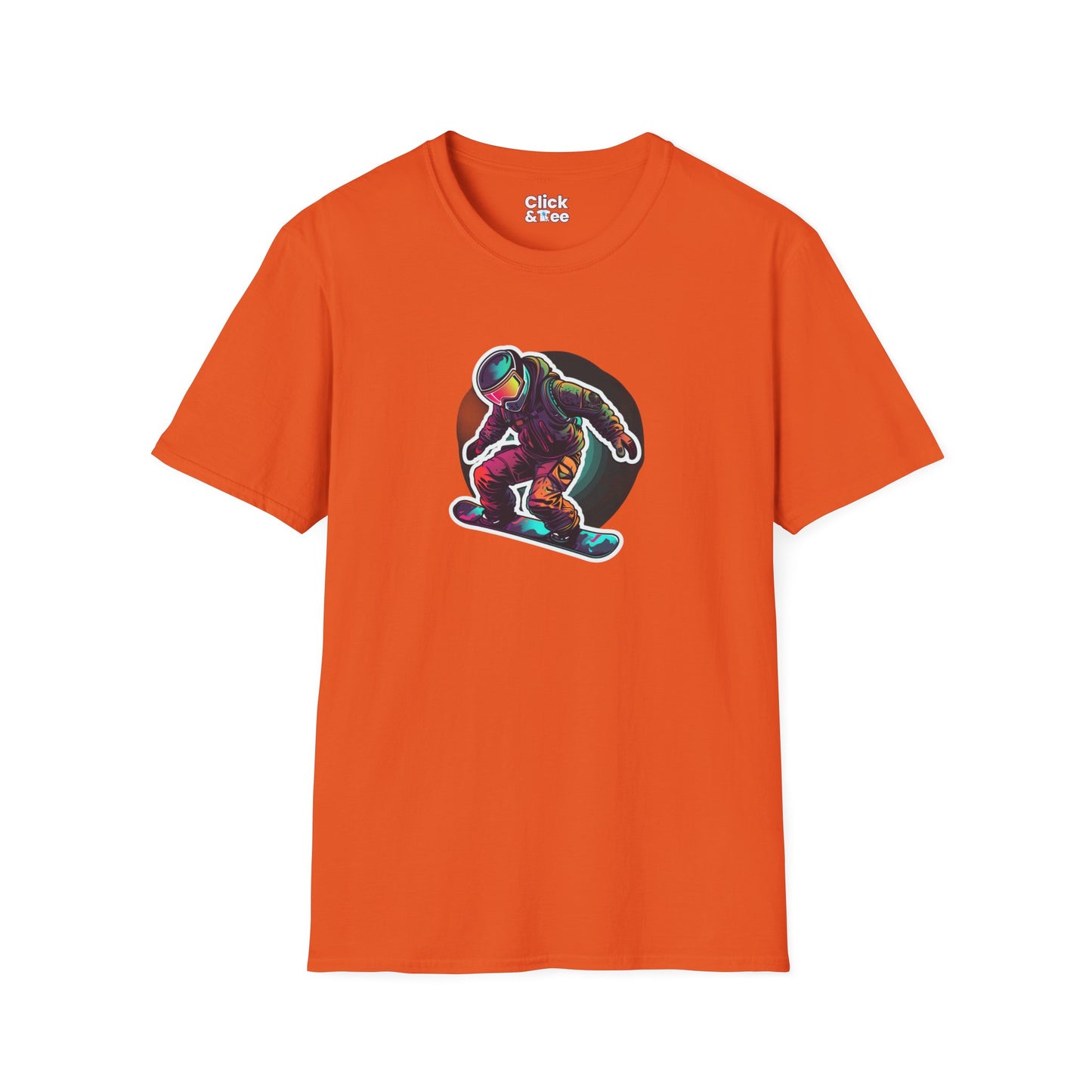 Retro T-Shirt - Aggressive Robot Snowboarder Flying through the air - Retro Style T-Shirt