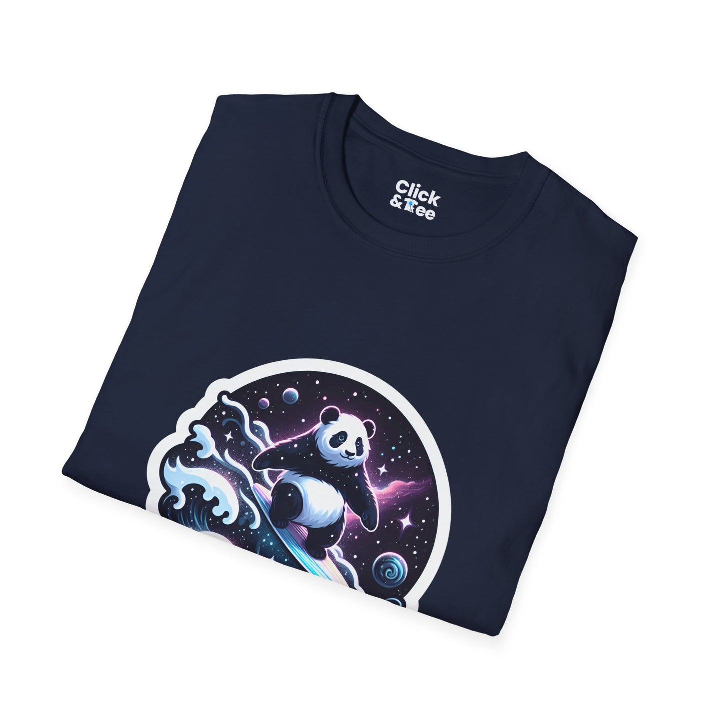 Digital Art T-Shirt - Magical Panda Surfing in space - Digital Art Style T-Shirt