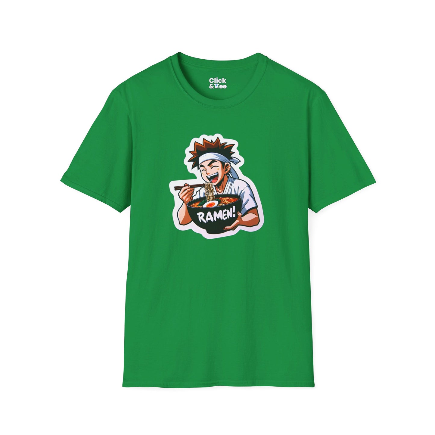 Harem Anime T-Shirt - Happy Kung-Fu Kid Eating a hot bowl of ramen - Harem Anime Style T-Shirt