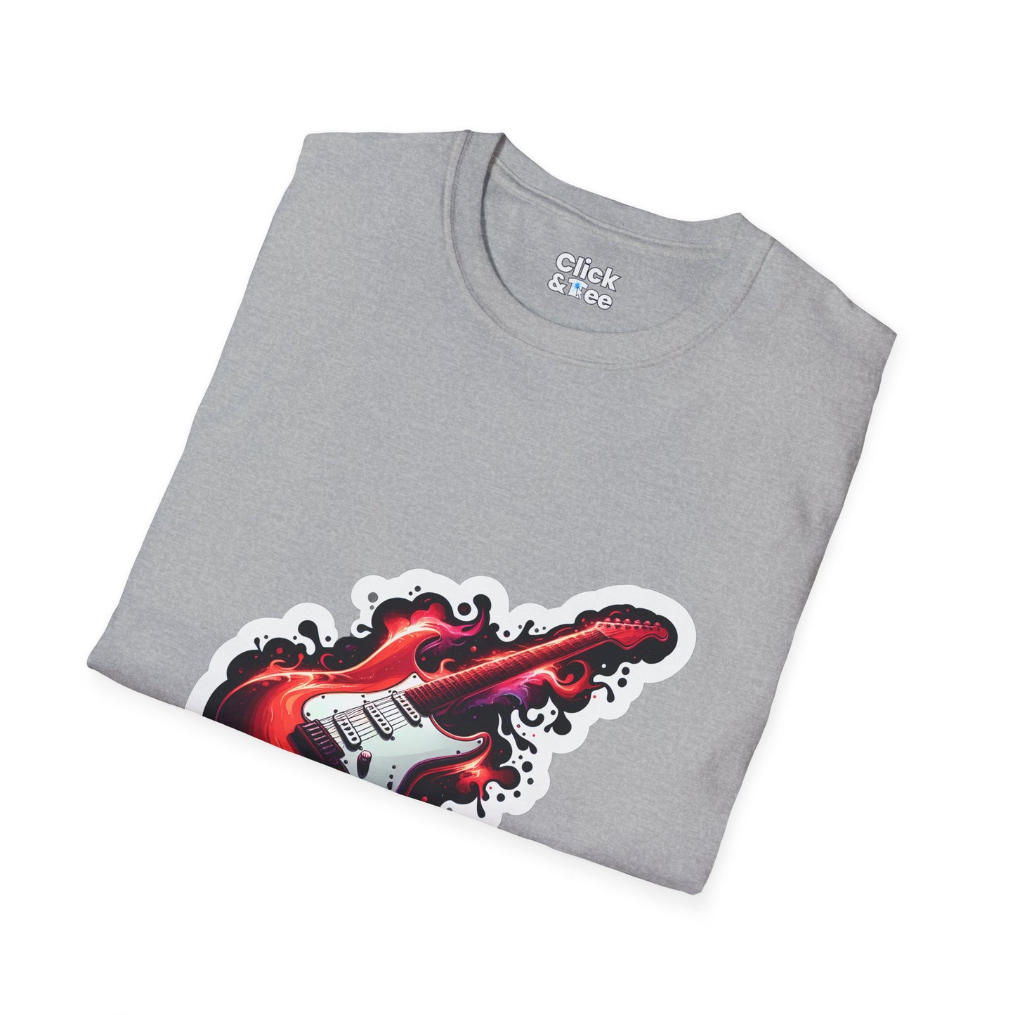 Color Splatter T-Shirt - Red Legendary Guitar Glowing - Color Splatter Style T-Shirt