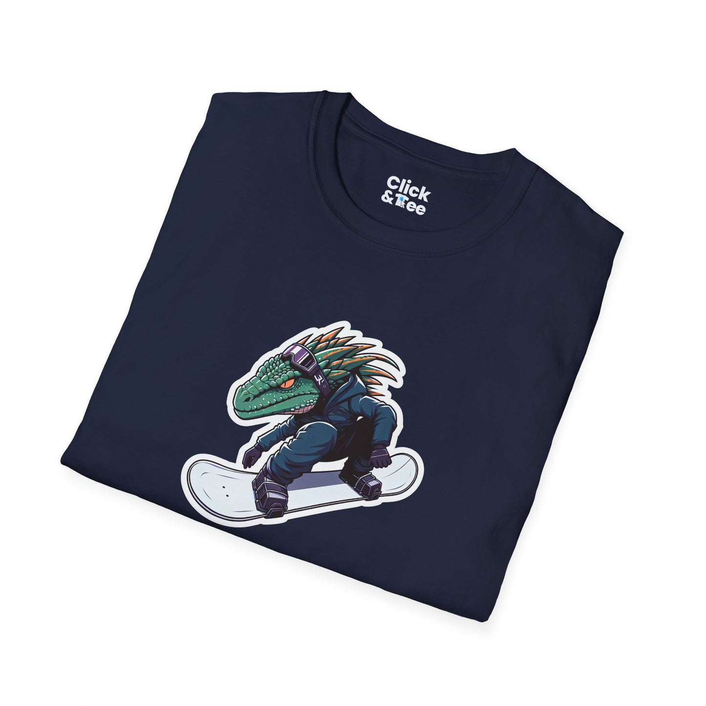 Unique T-Shirt - Heroic Lizard Snowboarder Flying through the air - Shonen Anime Style T-Shirt
