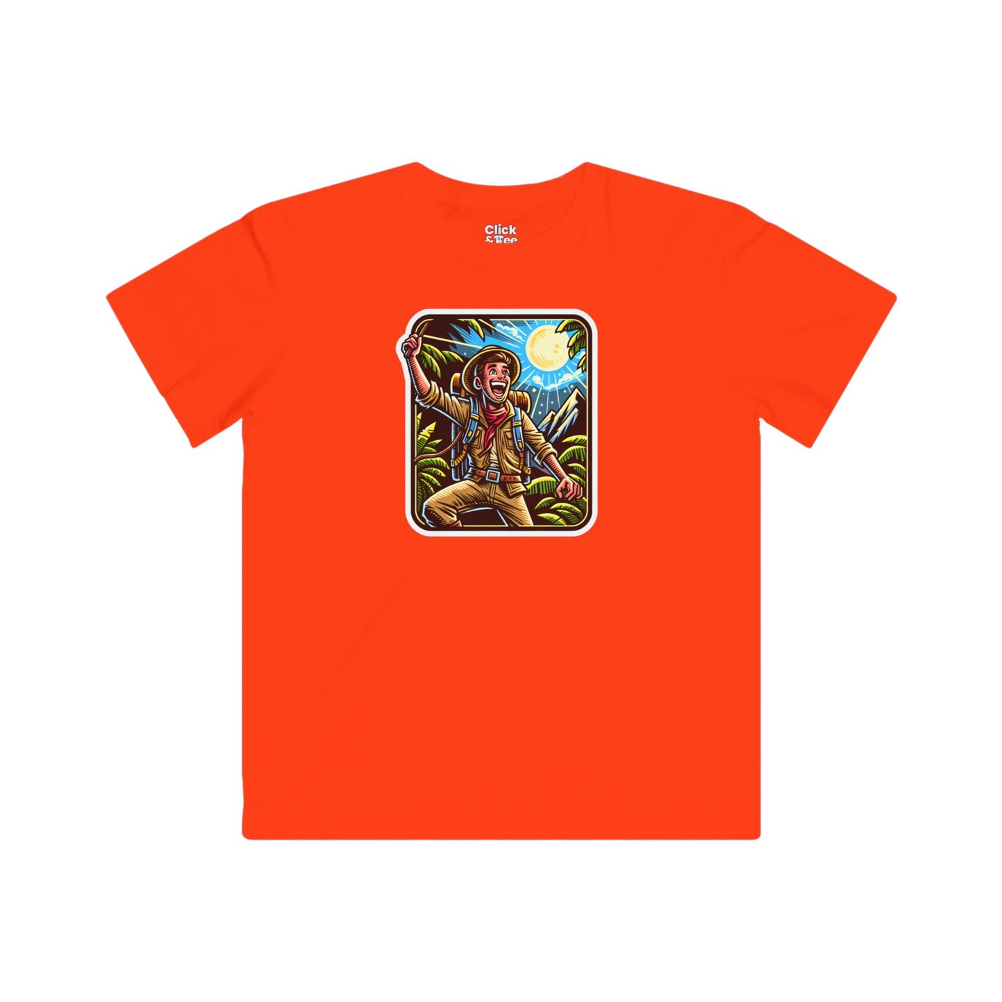 Kids Comic T-Shirt - Happy Adventurer Exploring the Unknown - Comic Style T-Shirt