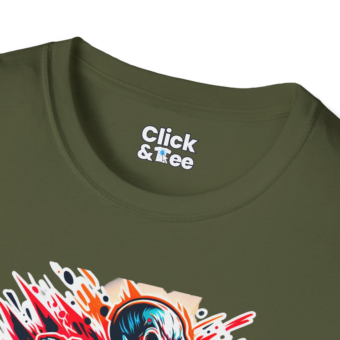 Color Splatter T-Shirt - Raging Skeleton Playing video games - Color Splatter Style T-Shirt