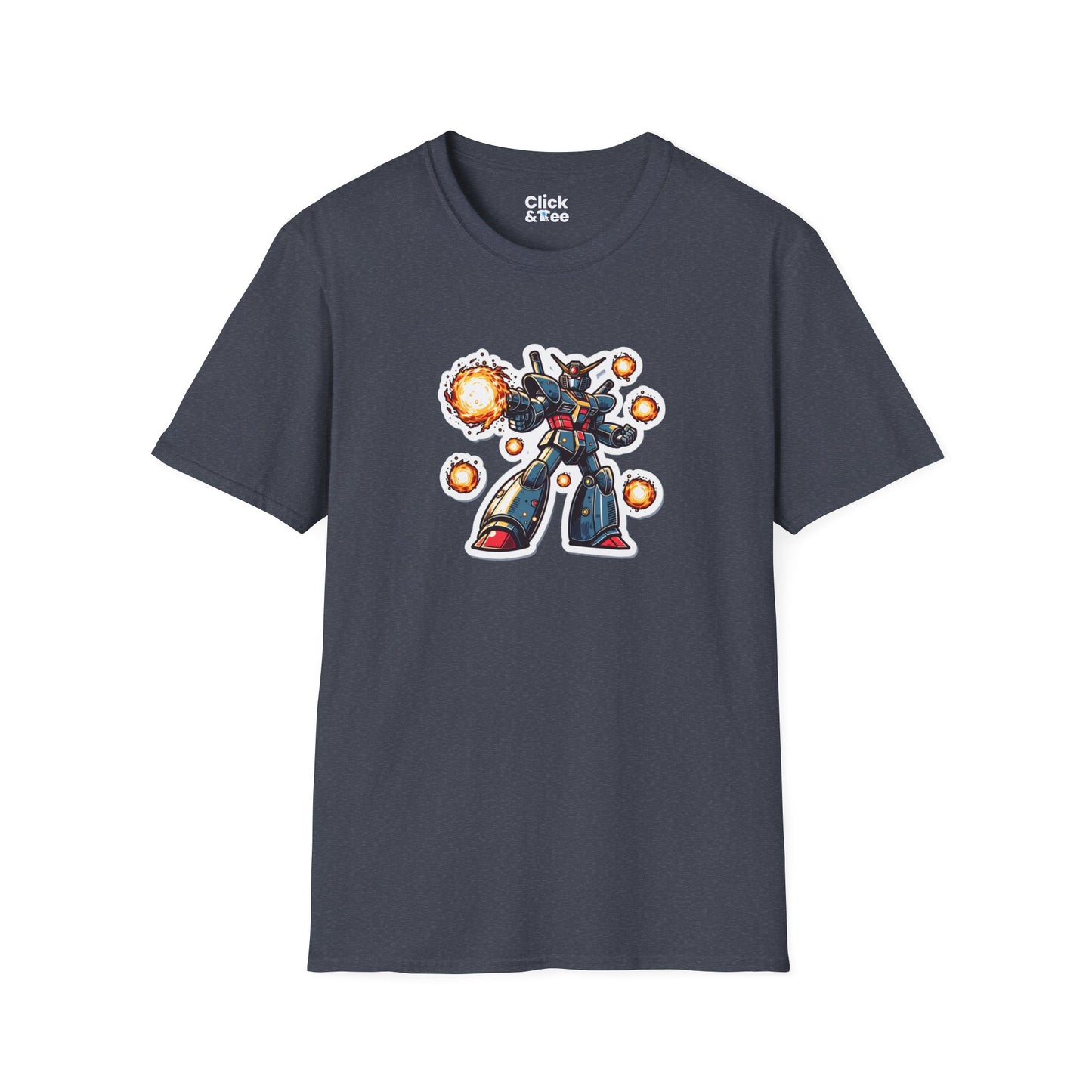 Shonen Anime T-Shirt - Magical Robot Shooting fireballs - Shonen Anime Style T-Shirt