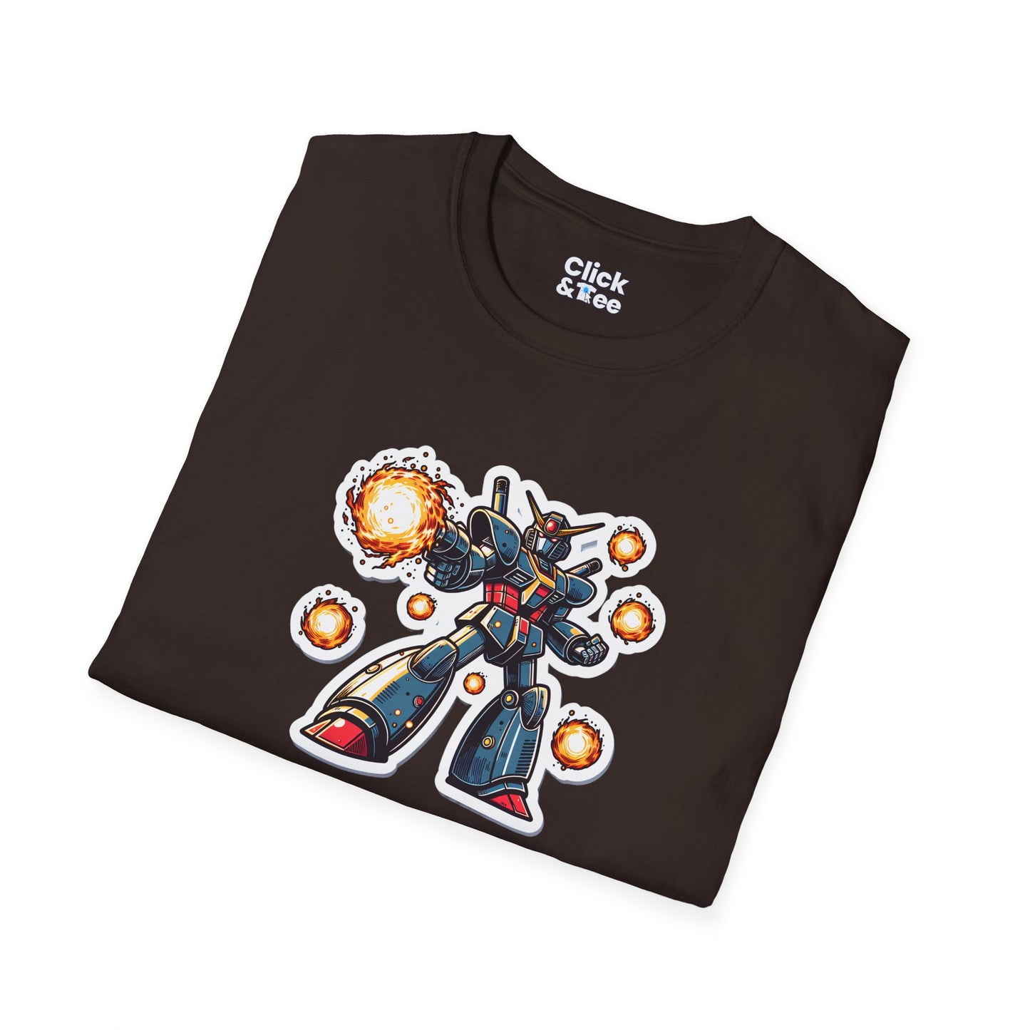 Shonen Anime T-Shirt - Magical Robot Shooting fireballs - Shonen Anime Style T-Shirt