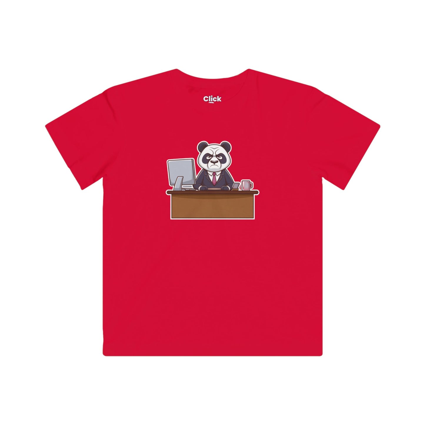 Kids Cartoon T-Shirt - Disgruntled Panda in a Suit Working a boring office job - Cartoon Style T-Shirt