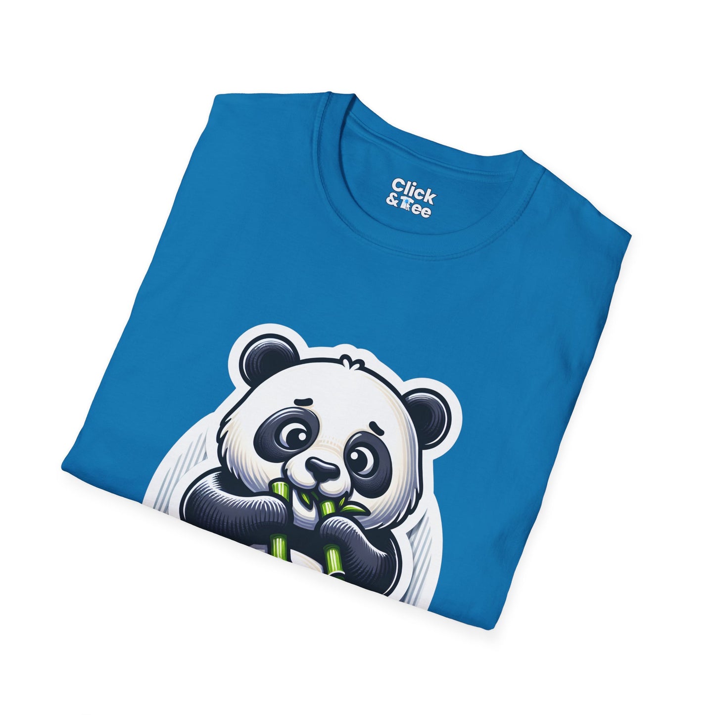 Realistic T-Shirt - Hungry Panda Eating Bamboo - Realistic Style T-Shirt