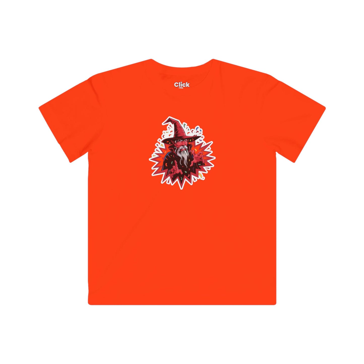Kids Comic T-Shirt - Red Warlock Exploding with Confetti - Comic Style T-Shirt