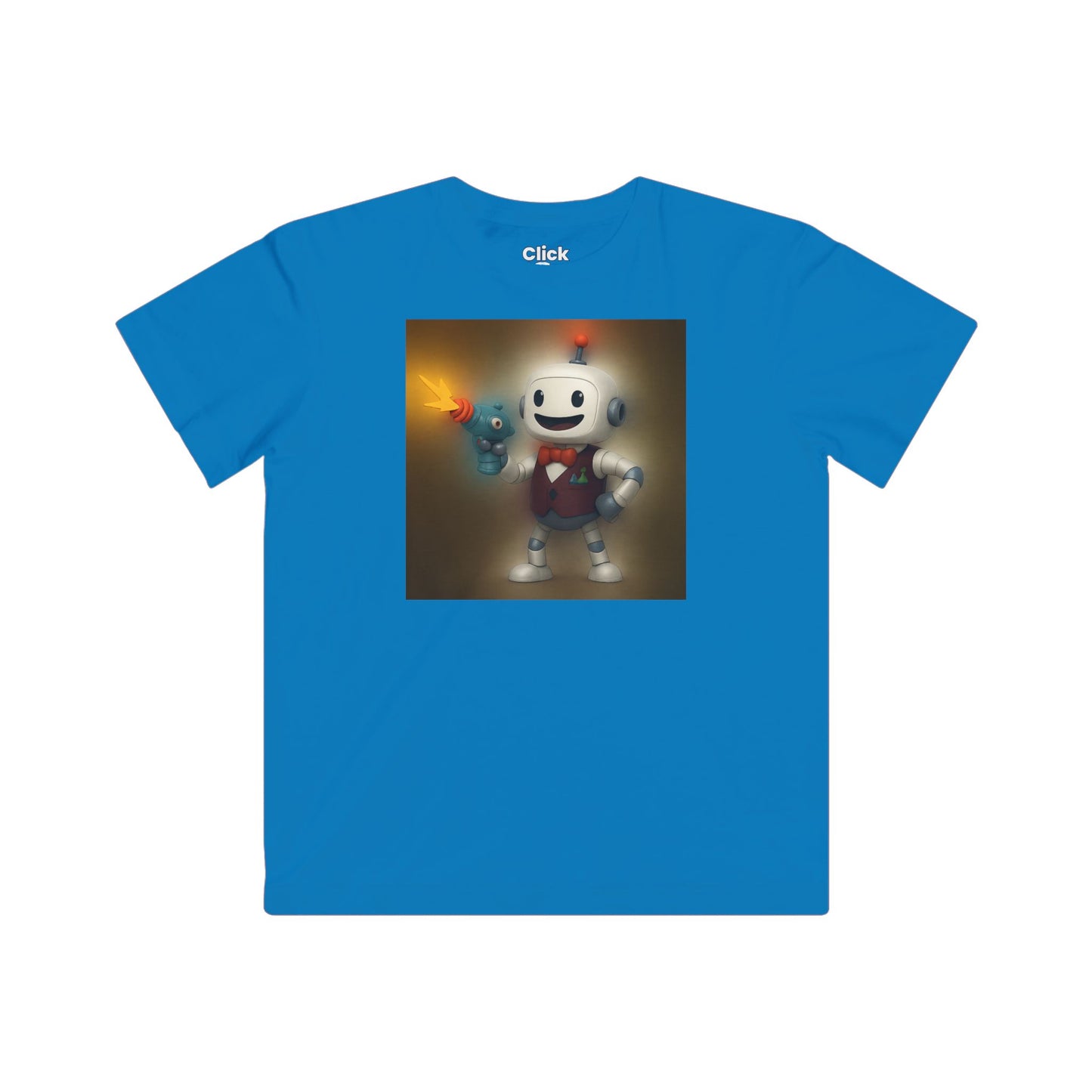 Kids 3D T-Shirt - Smiling Robot Bartender Shooting a Ray Gun - 3D Style T-Shirt