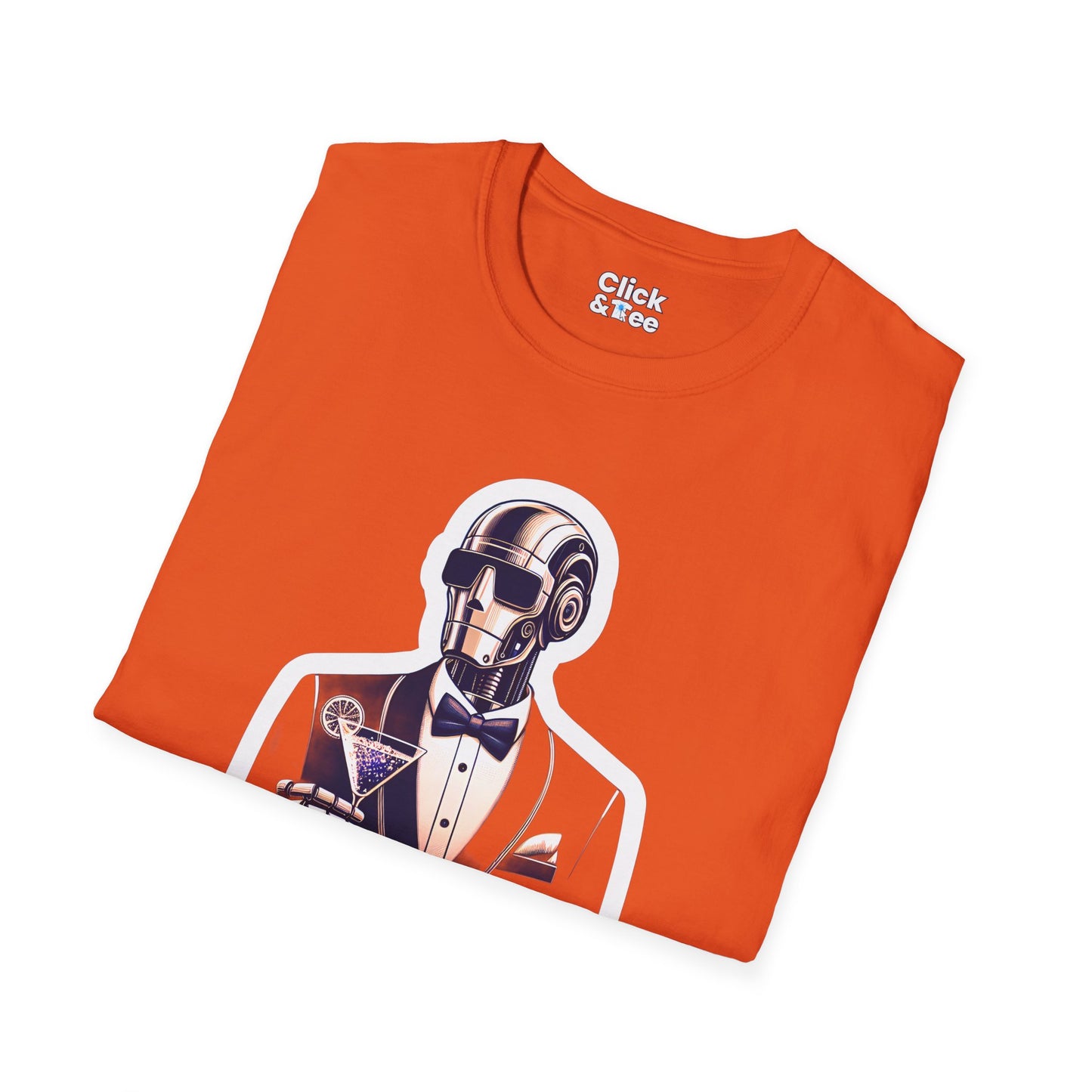 Retro T-Shirt - Classy Well Dressed Robot Bartender Serving a cocktail - Retro Style T-Shirt