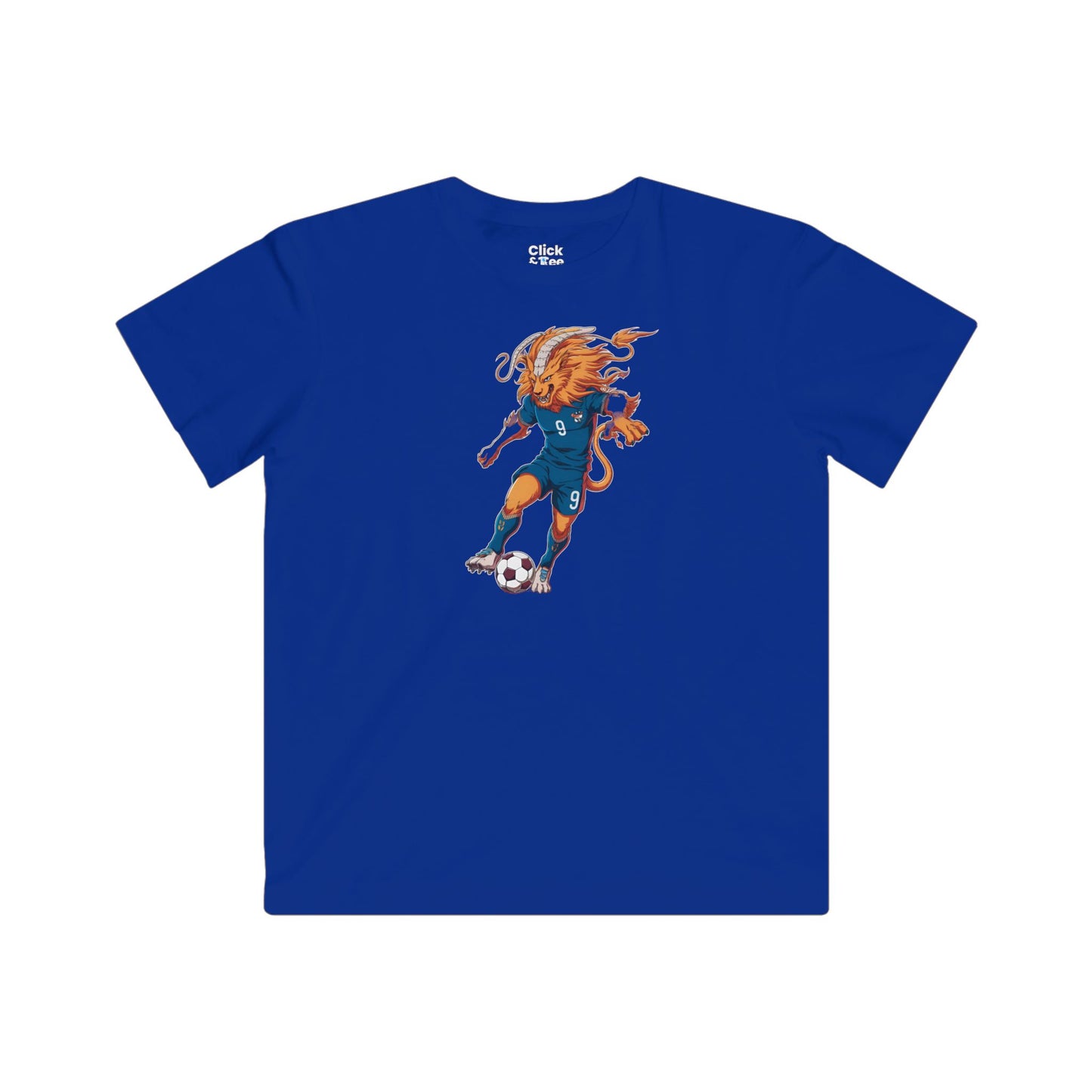 Kids Shonen Anime T-Shirt - Blazing Chimera Playing Soccer - Shonen Anime Style T-Shirt