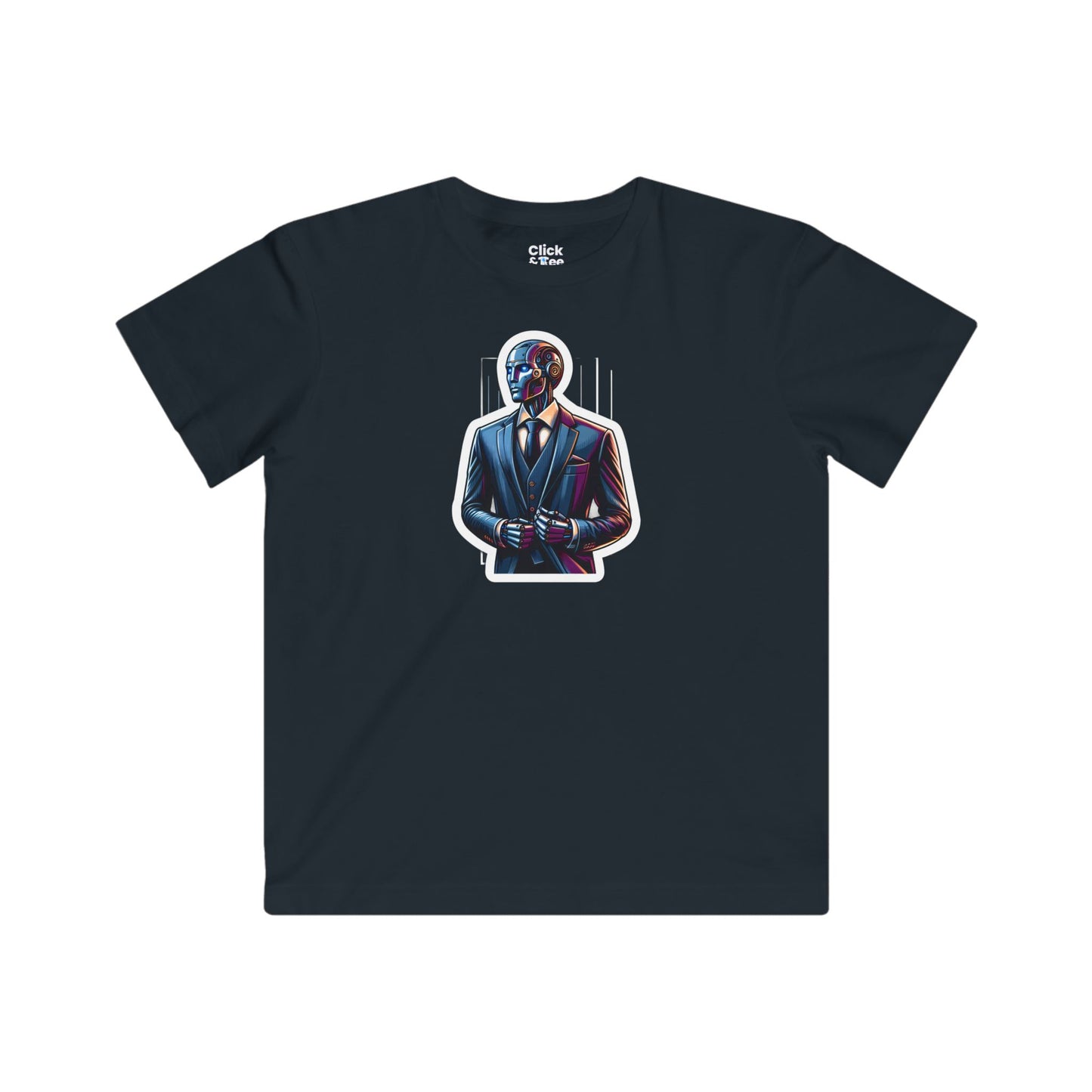 Kids Realistic T-Shirt - Debonaire Humanoid Robot Gentleman Wearing a Modern Suit - Realistic Style T-Shirt