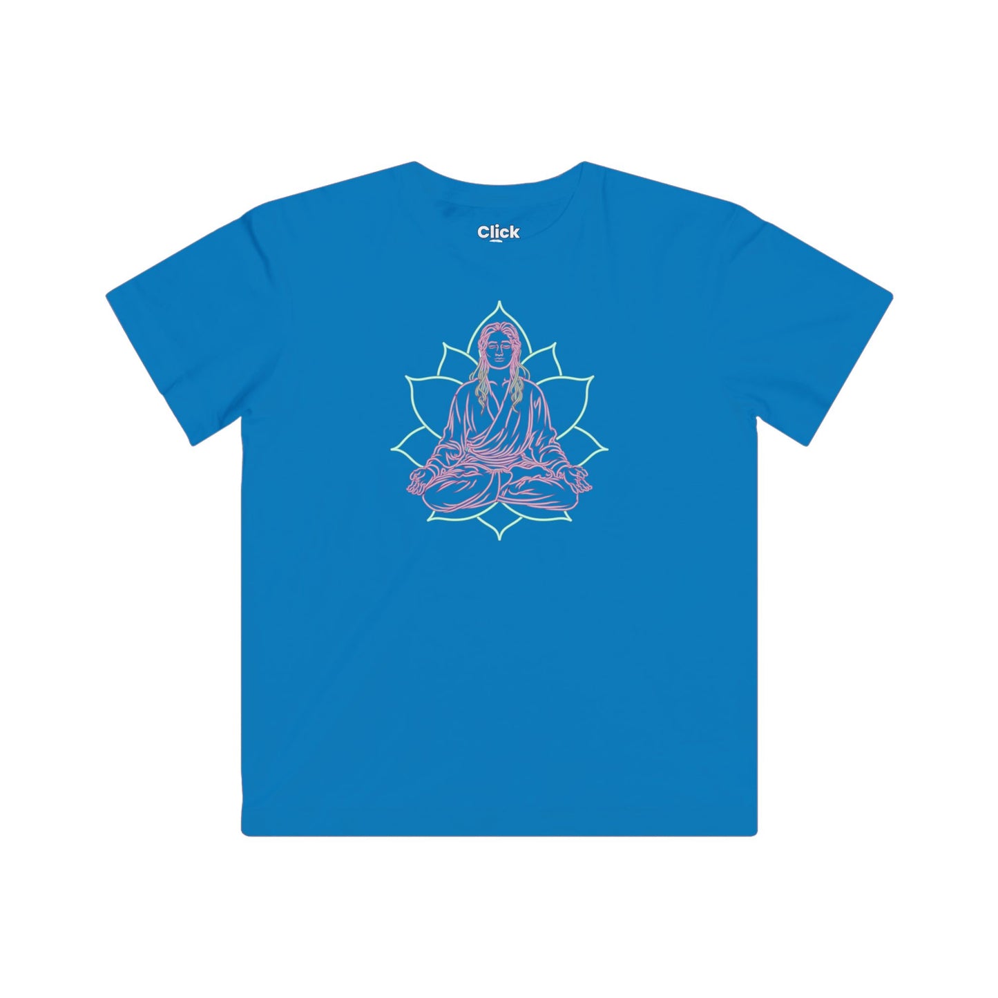 Kids 80s Neon T-Shirt - Enlightened Mystic Meditating - 80s Neon Style T-Shirt