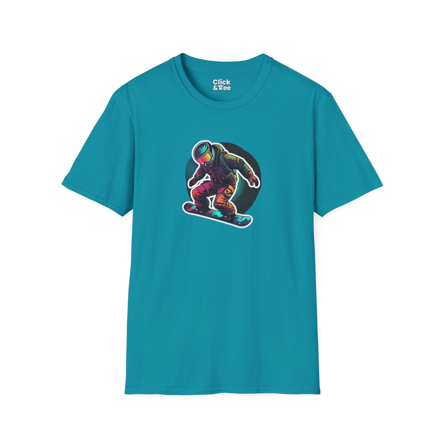 Retro T-Shirt - Aggressive Robot Snowboarder Flying through the air - Retro Style T-Shirt